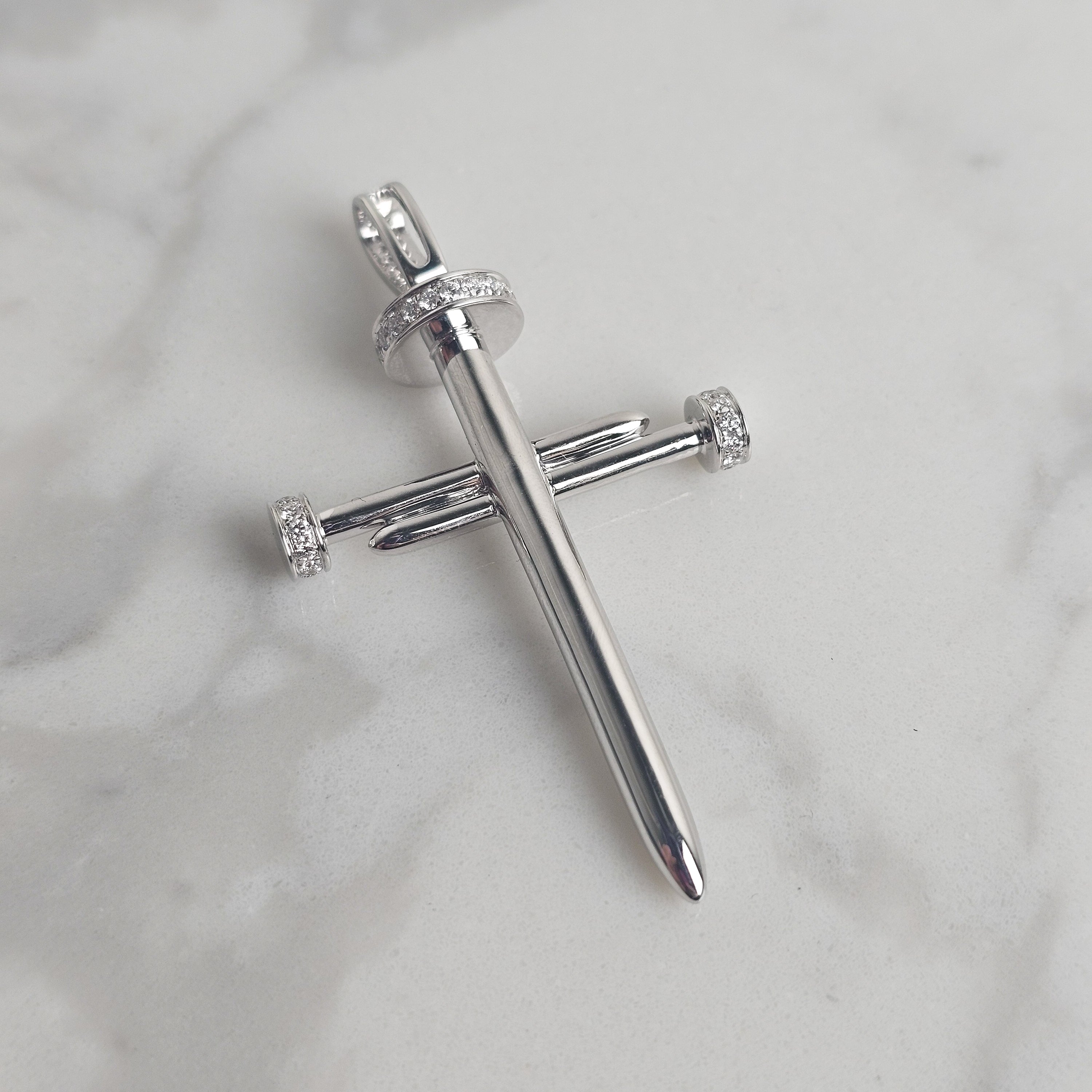 Pavé Diamond Nail Cross  - Large