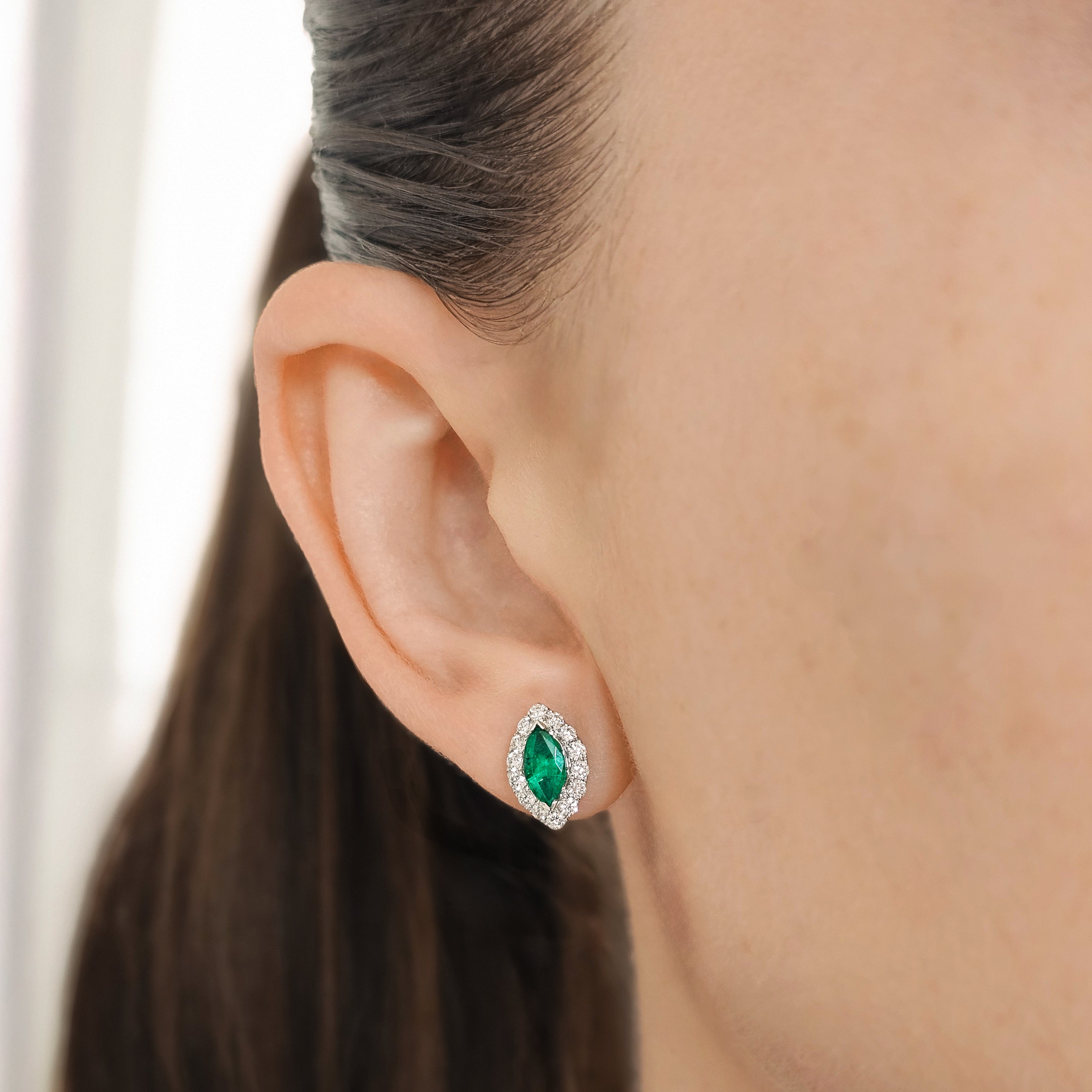 Marquise Emerald & Diamond Earrings