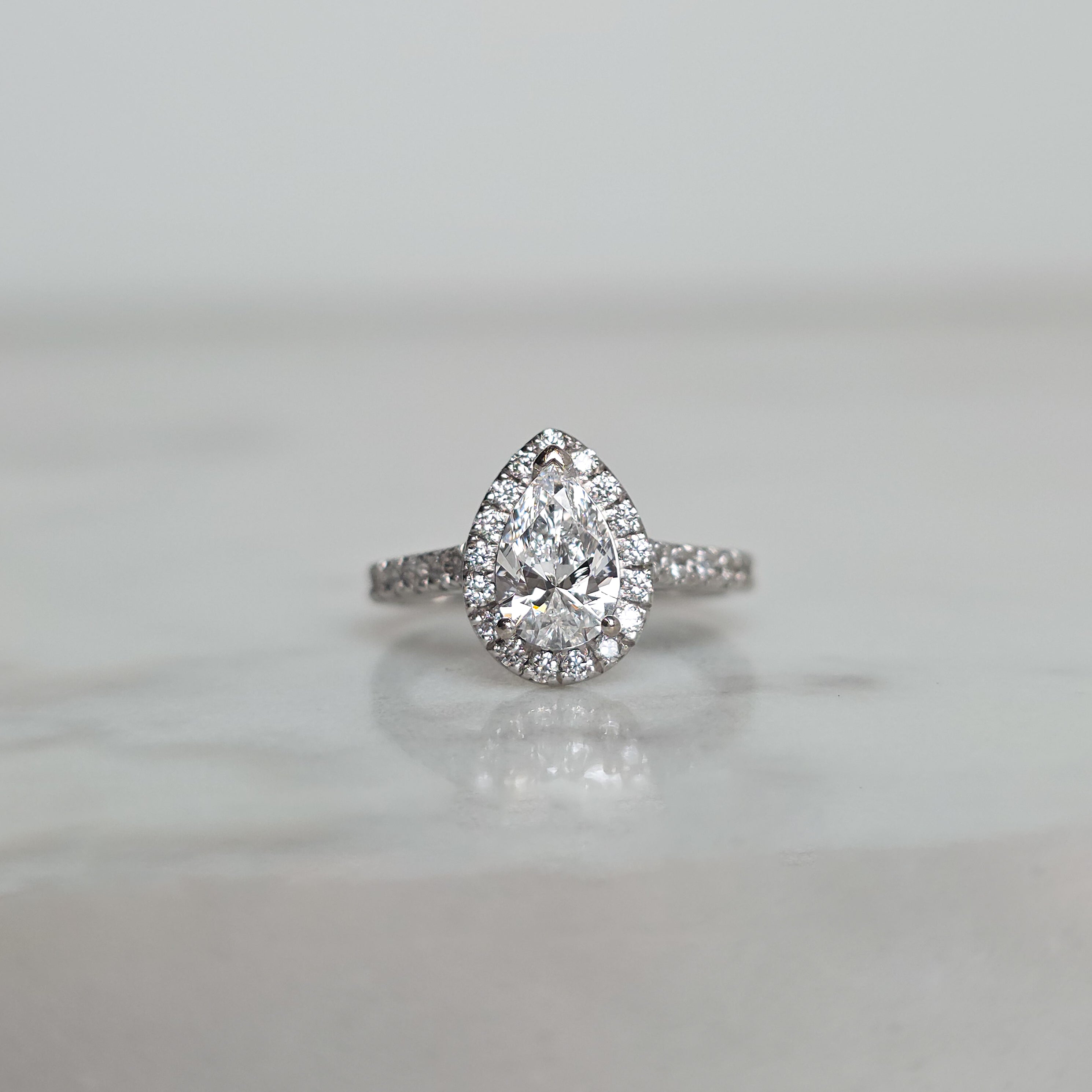 Pear Halo Engagement Ring - 1.64cttw
