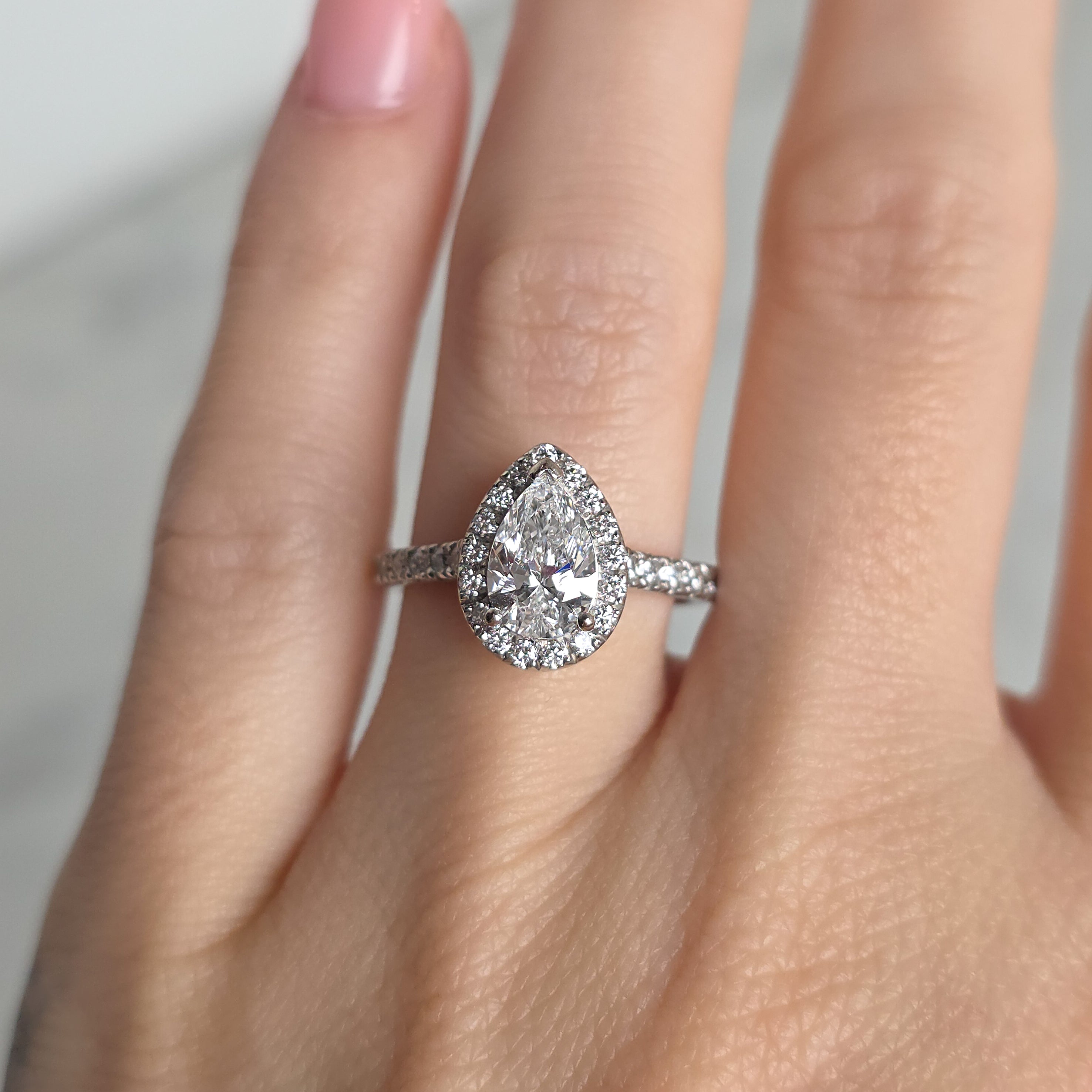 Pear Halo Engagement Ring - 1.64cttw