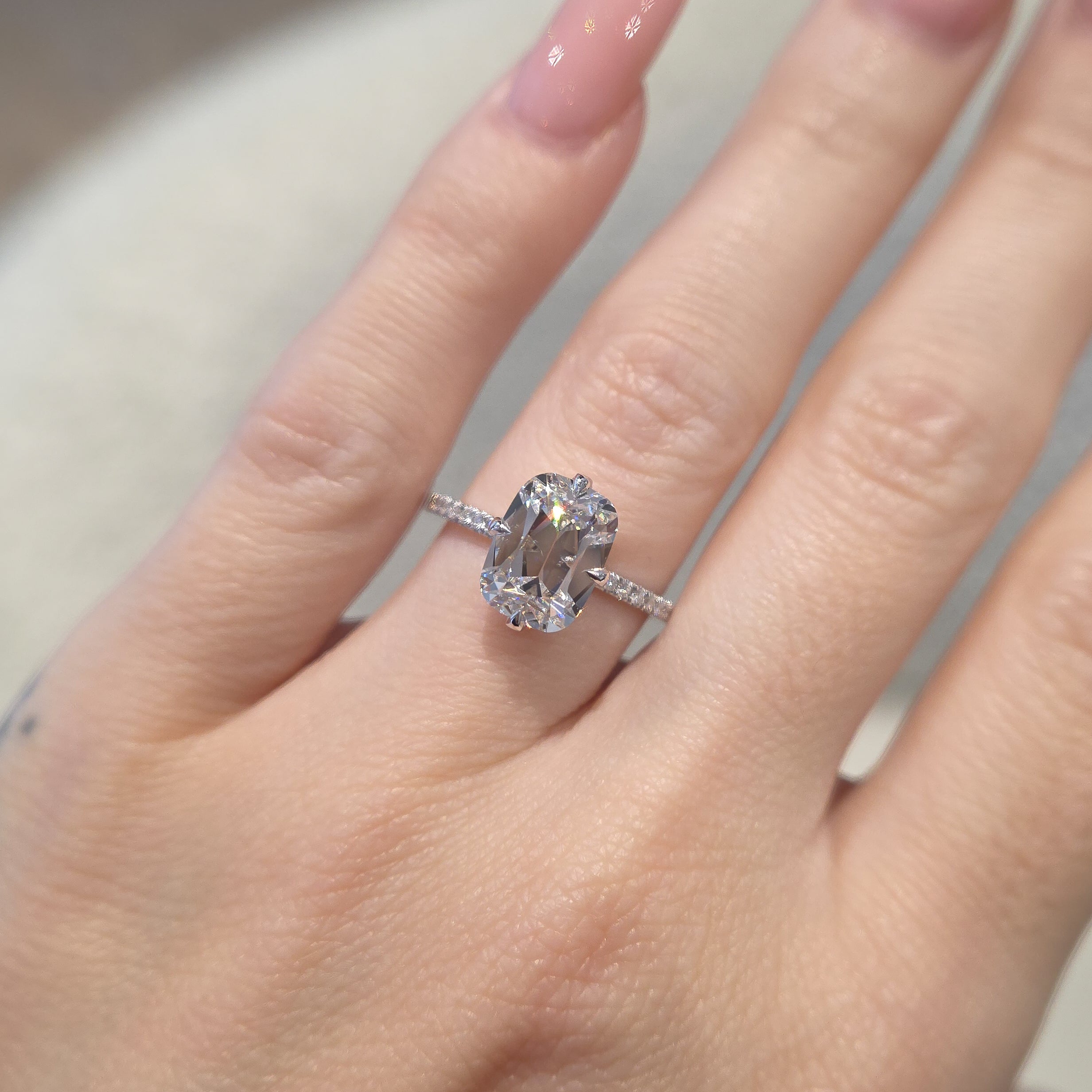 Old Mine Cushion Cut Engagement Ring - 3.00ct