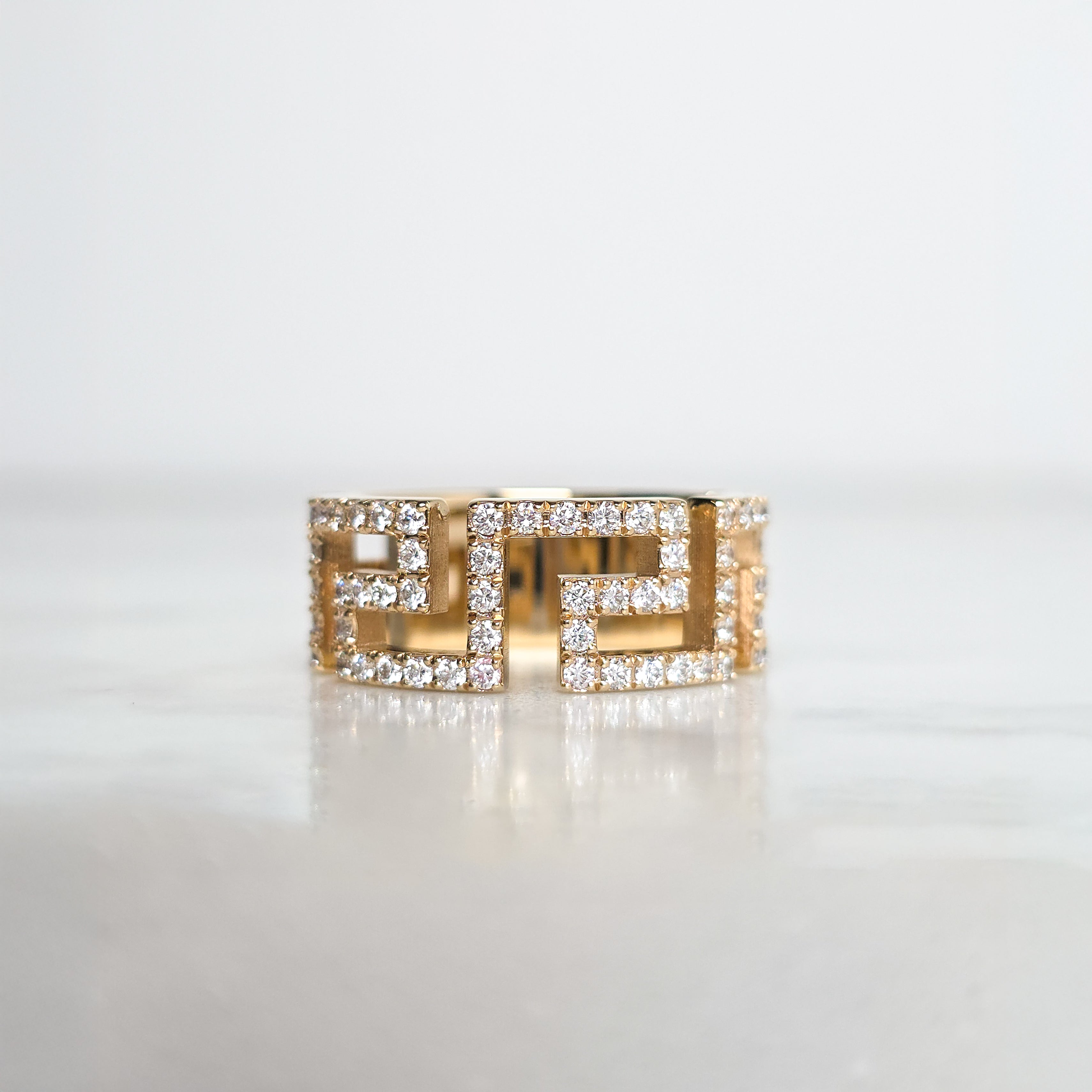Greek Key Diamond Ring