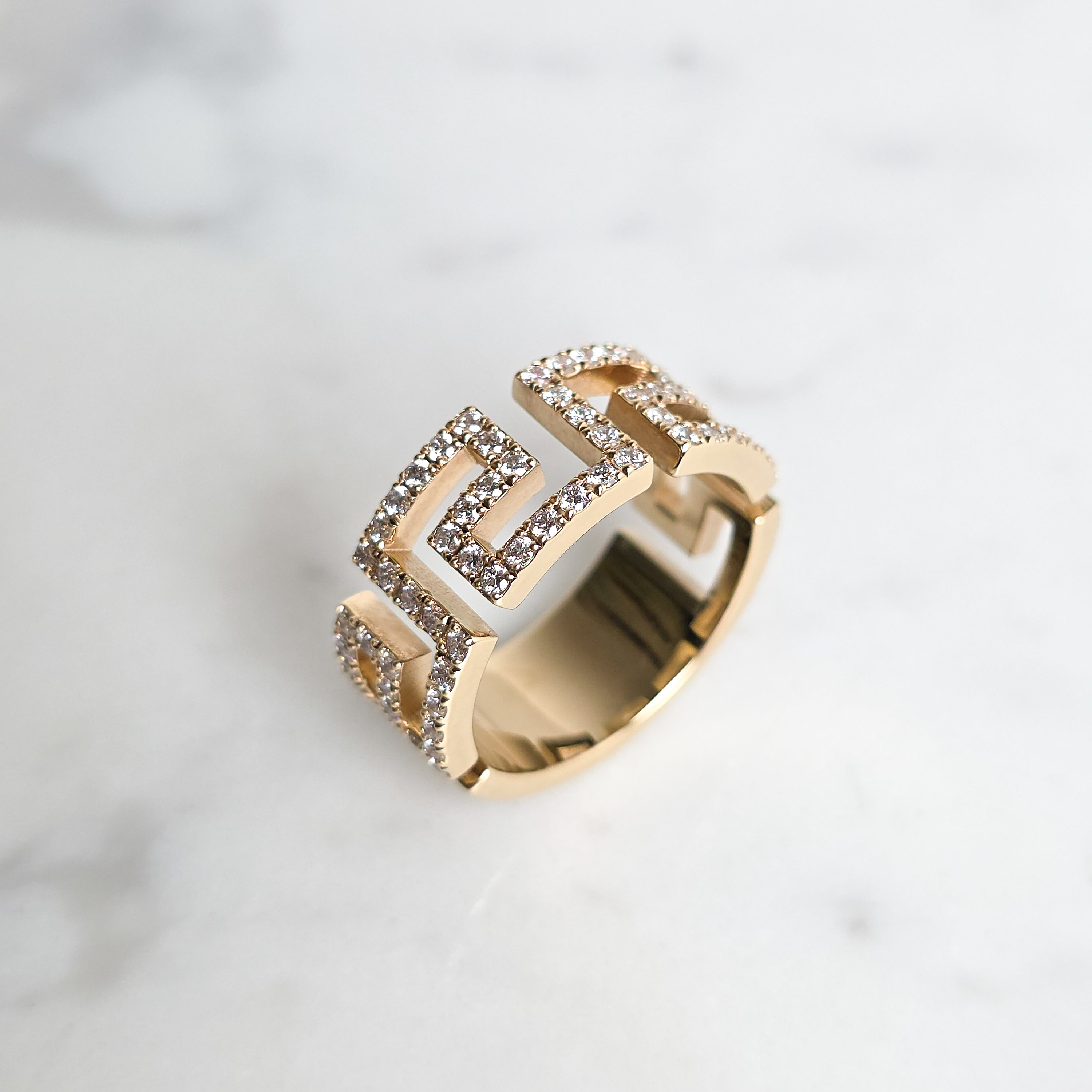 Greek Key Diamond Ring