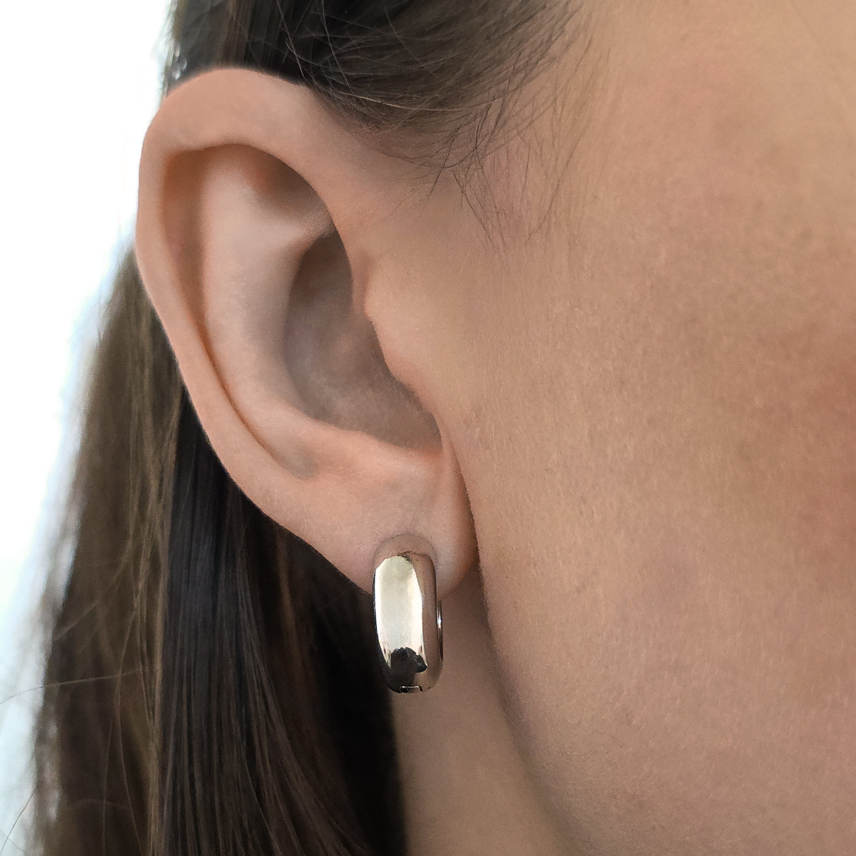 Chunky White Gold Hoops