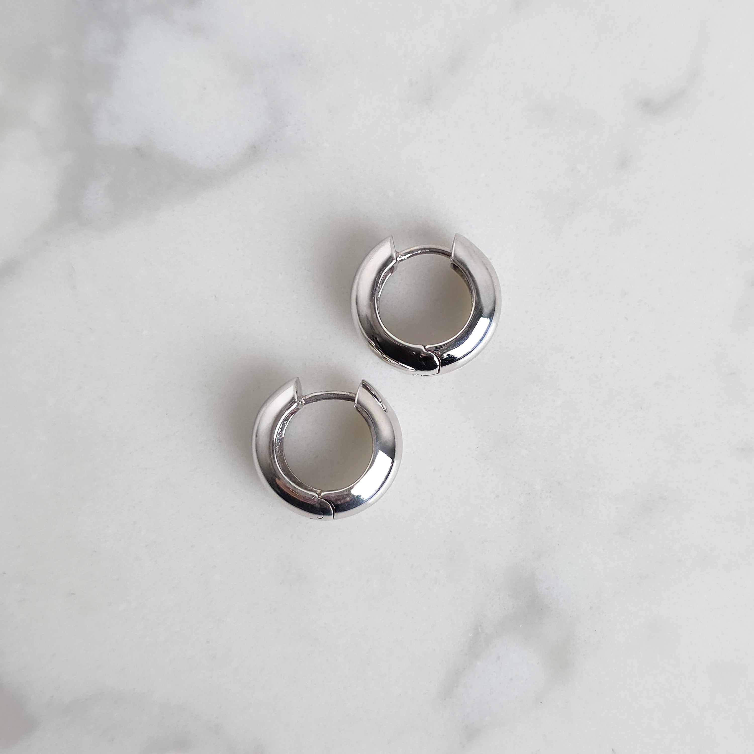 Chunky White Gold Hoops