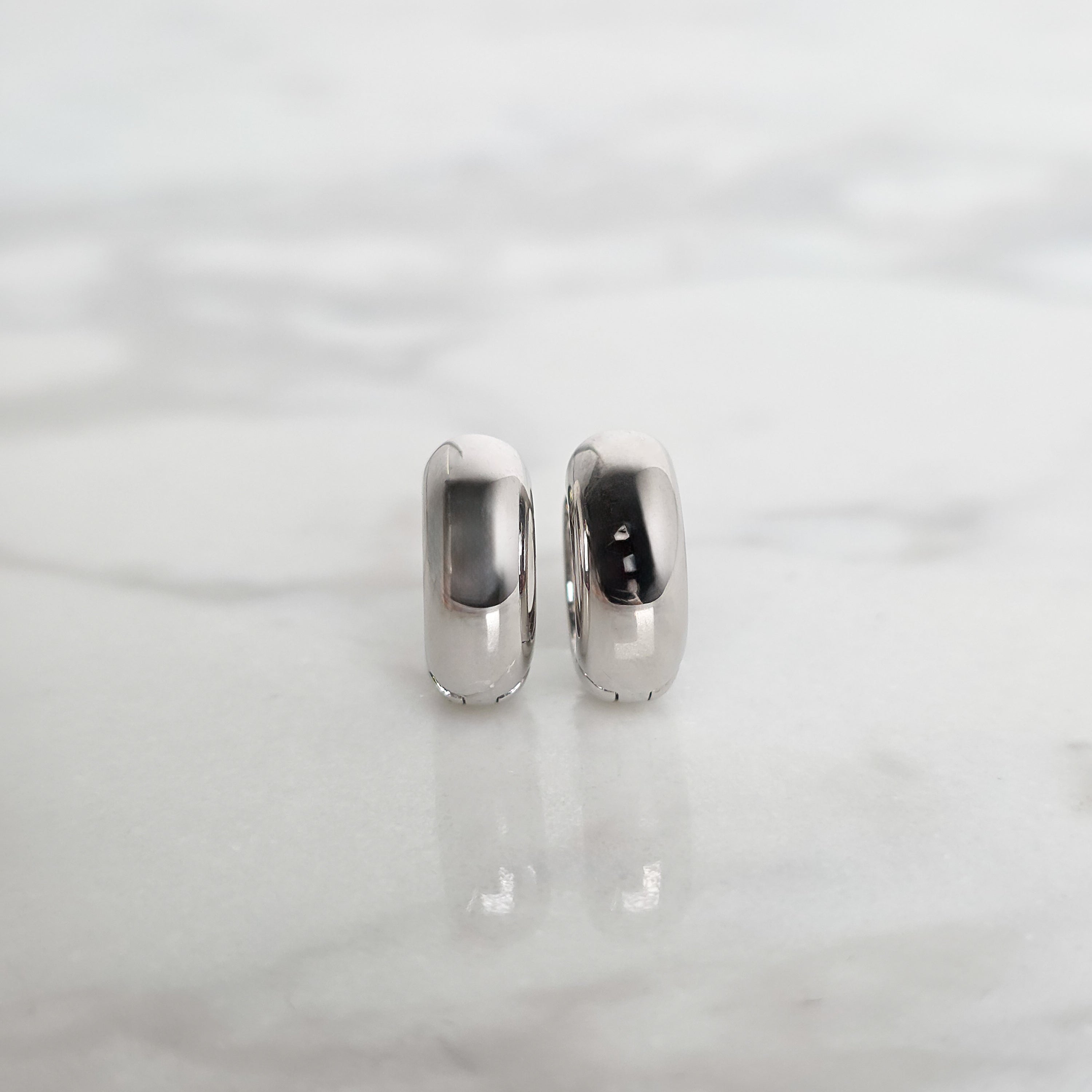 Chunky White Gold Hoops