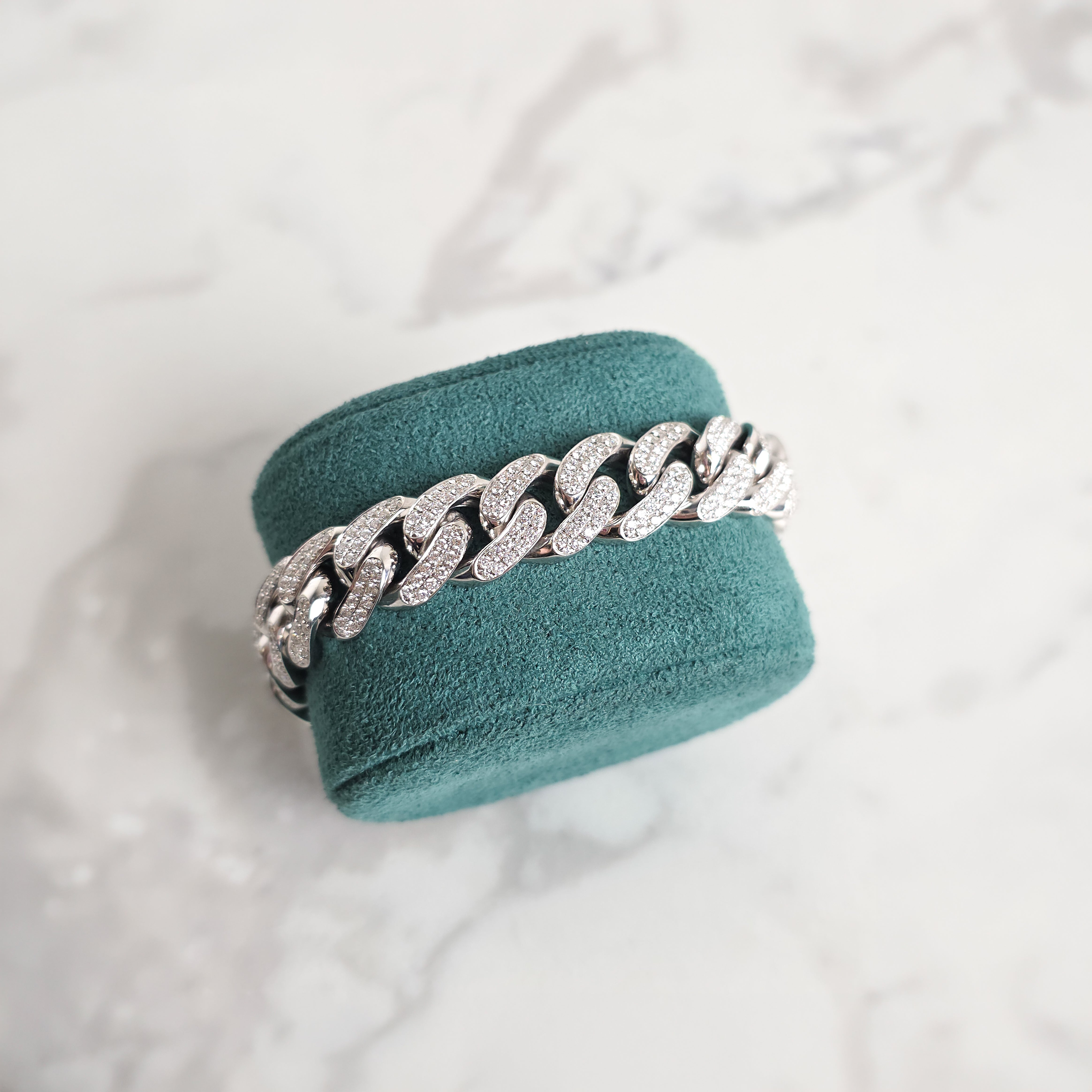 Custom │  Iced Out White Gold Cuban Bracelet
