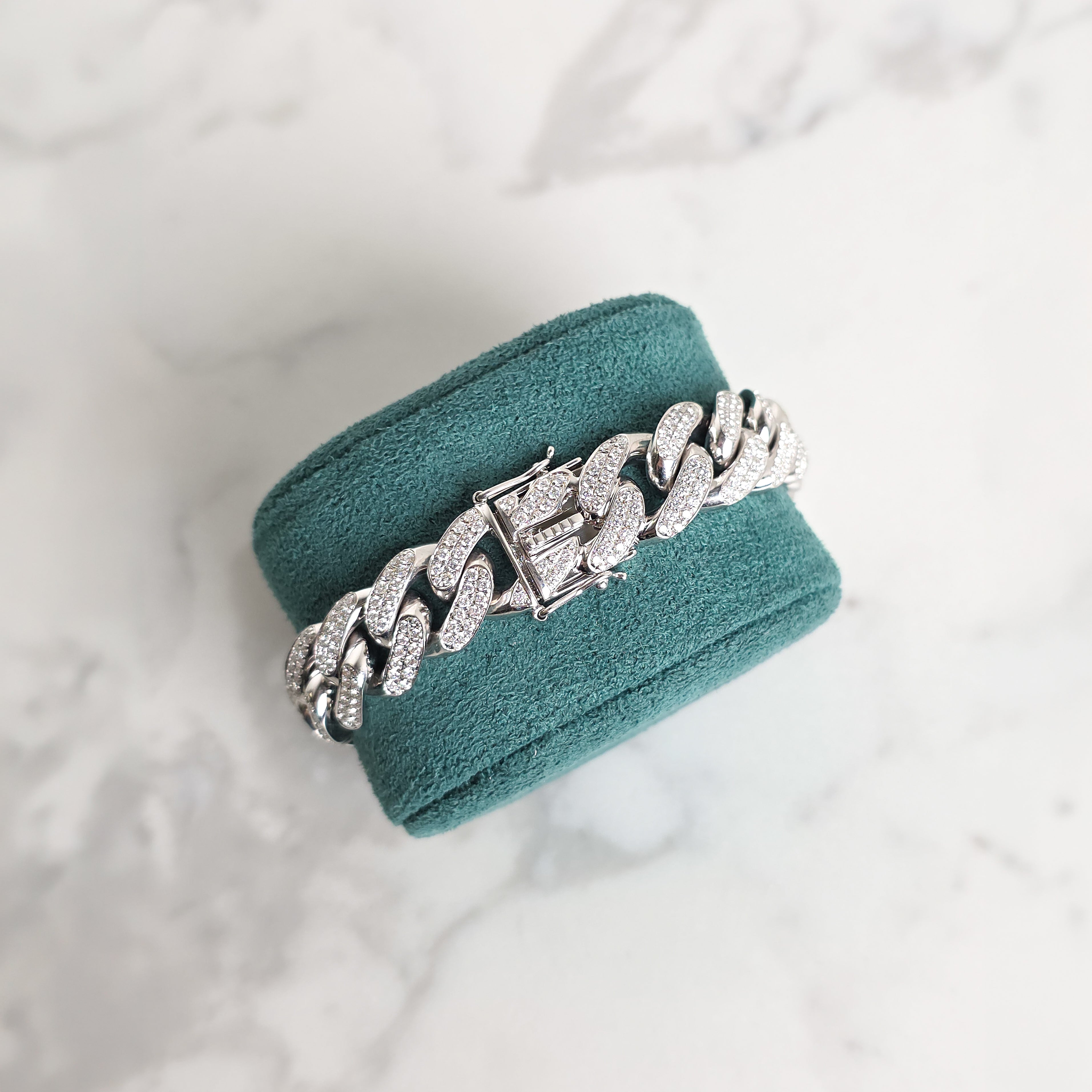Custom │  Iced Out White Gold Cuban Bracelet