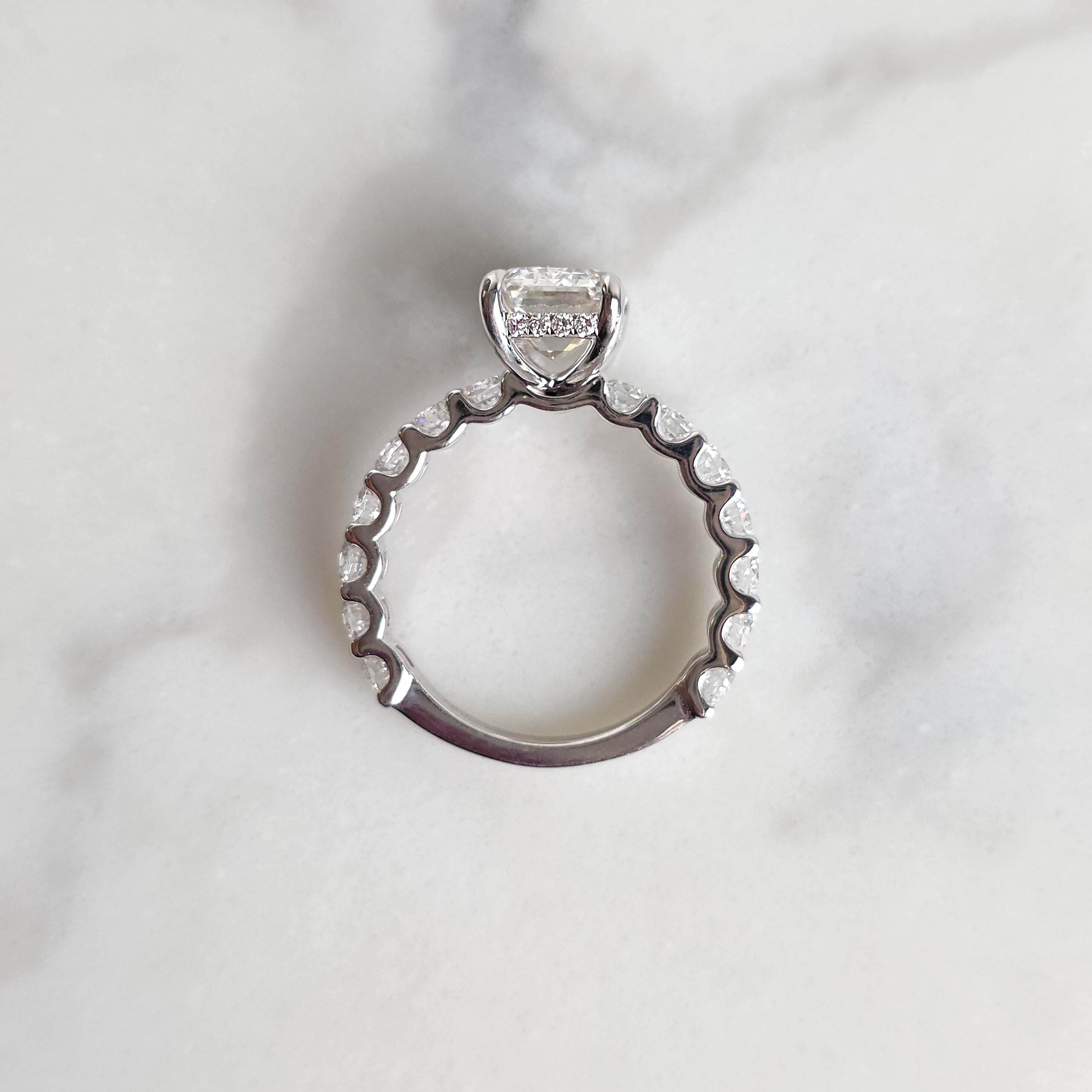 Emerald Cut U-Claw Engagement Ring - 4.41cttw