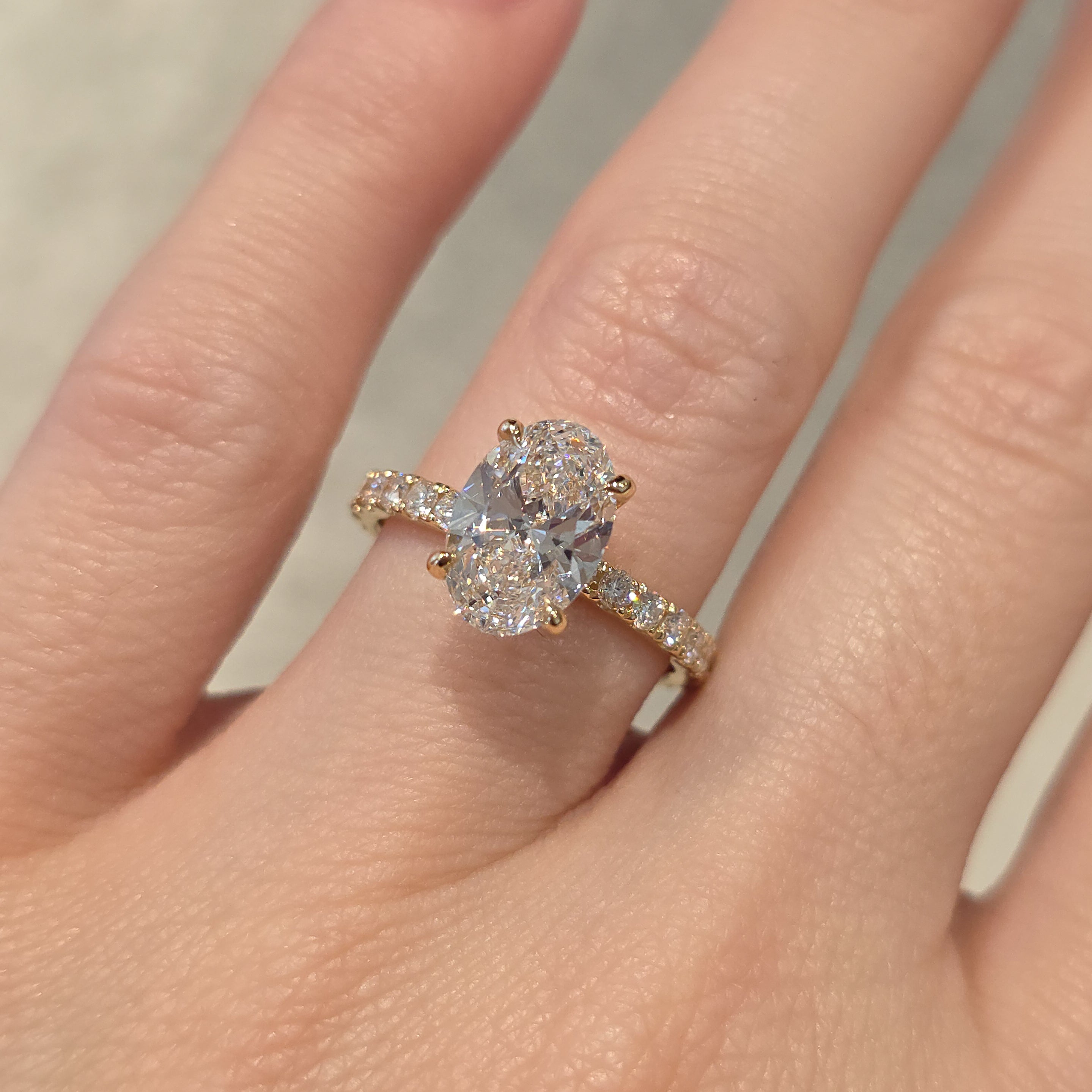 Oval Cut Engagement Ring with Diamond Band - 2.78cttw