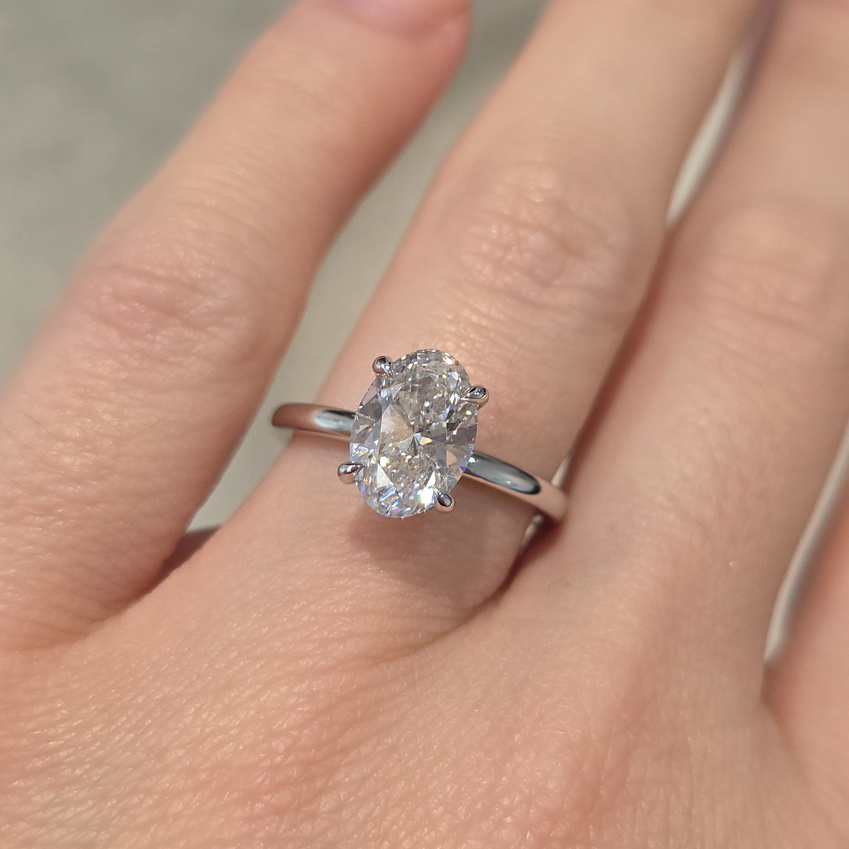 Oval Cut Engagement Ring with Hidden Halo - 2.13cttw