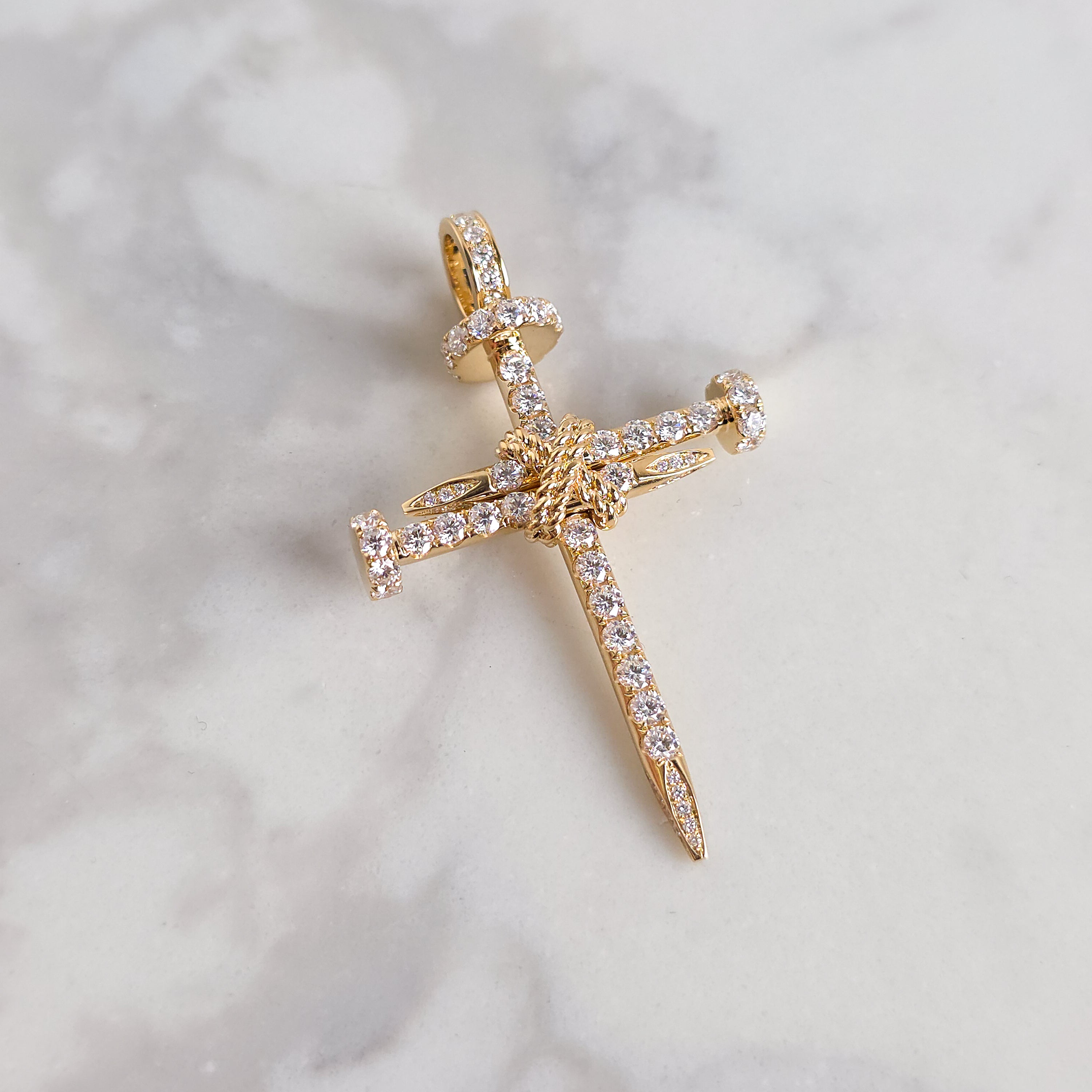 Diamond Nail Cross Yellow Gold - Large