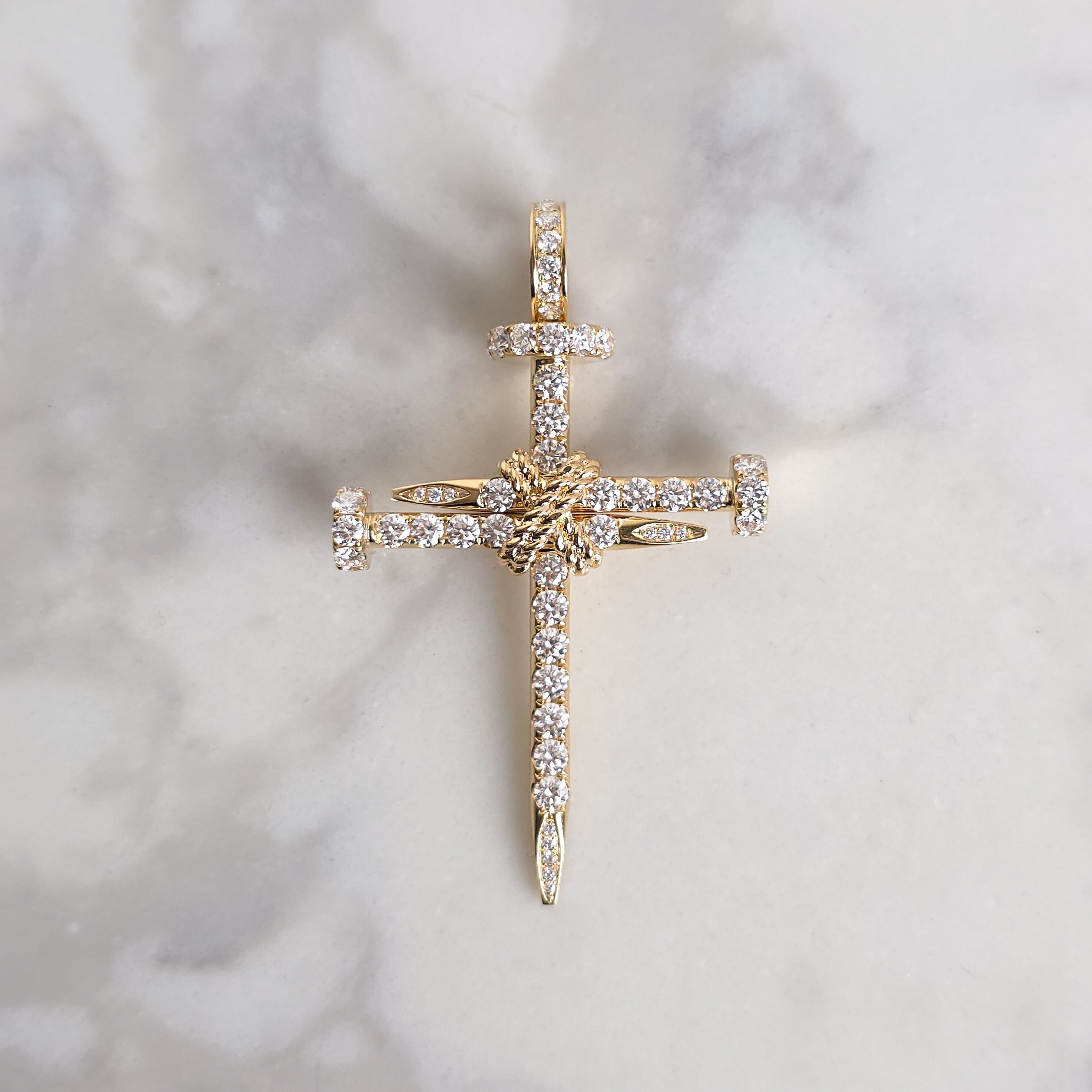 Diamond Nail Cross Yellow Gold - Large