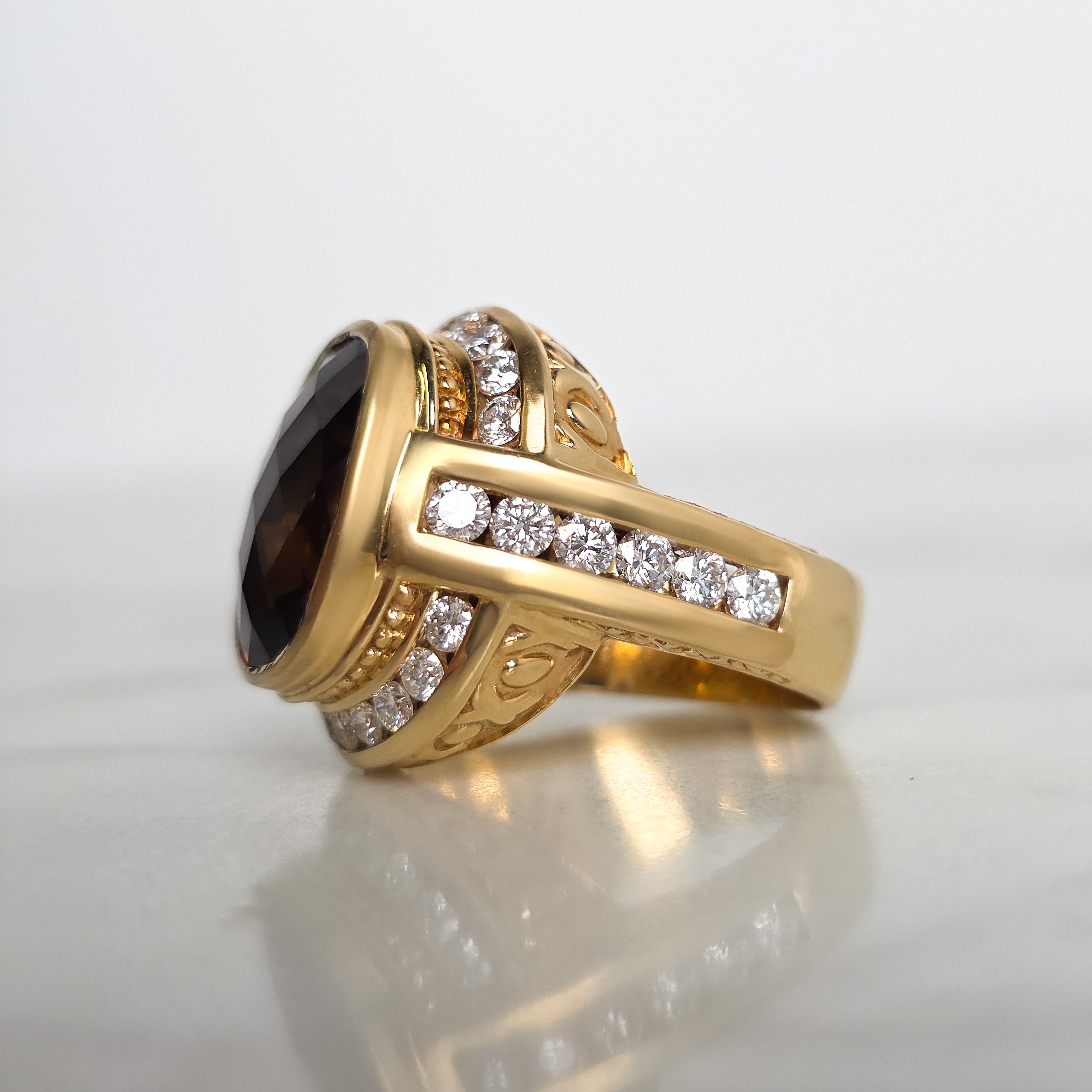 Whisky Quartz Signet Ring