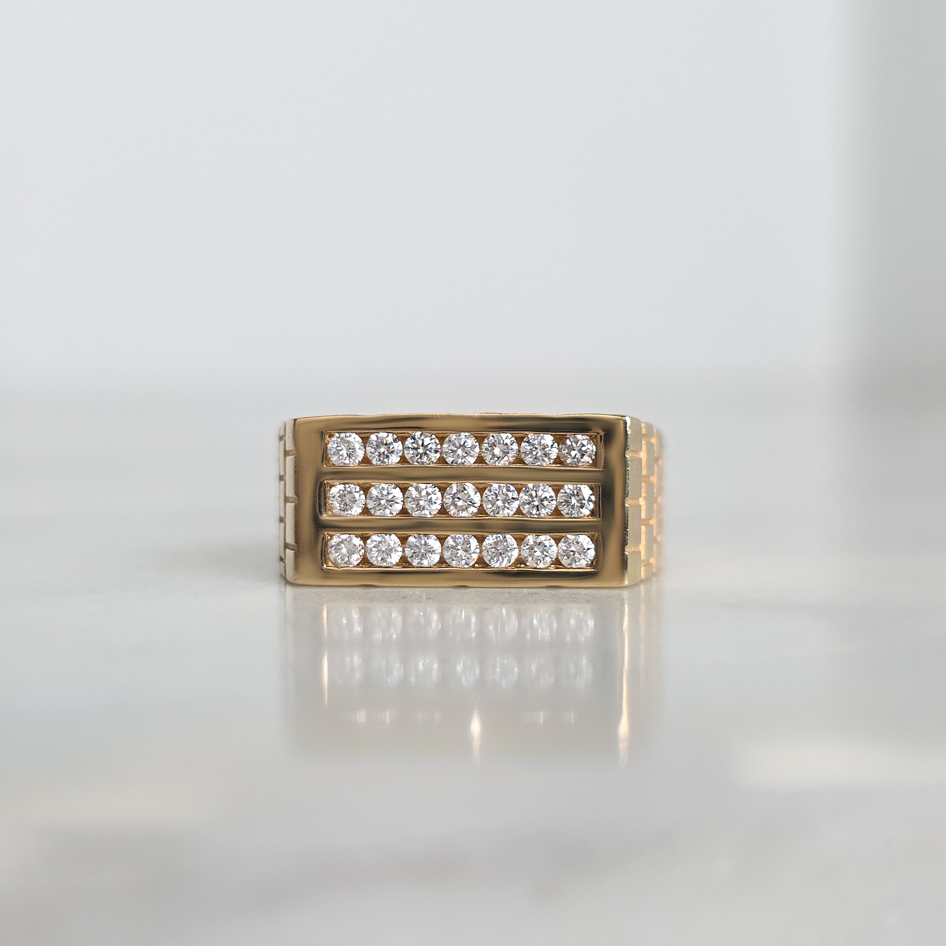Gold Bricks Signet Ring