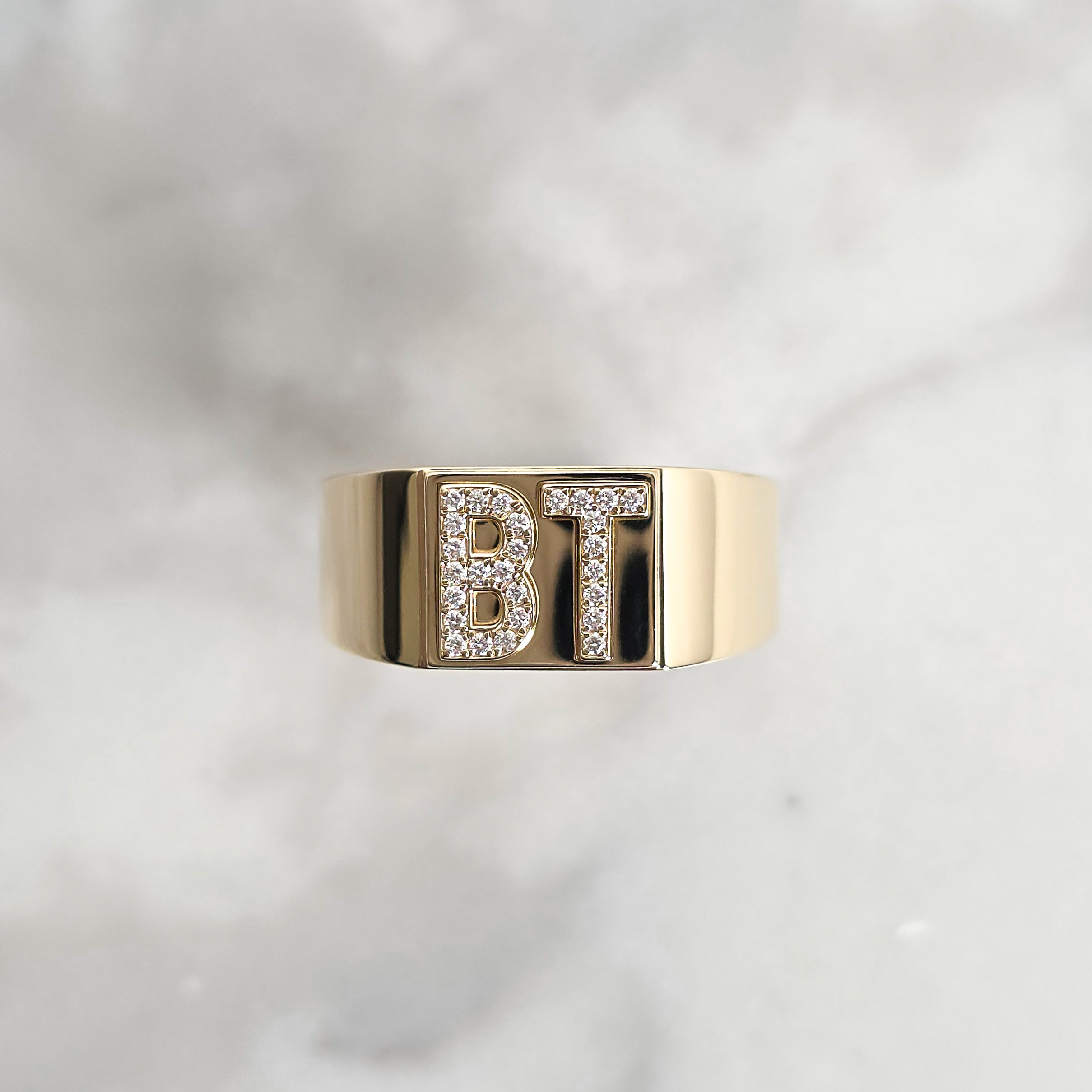 Custom │ Classic Diamond Initial Signet Ring