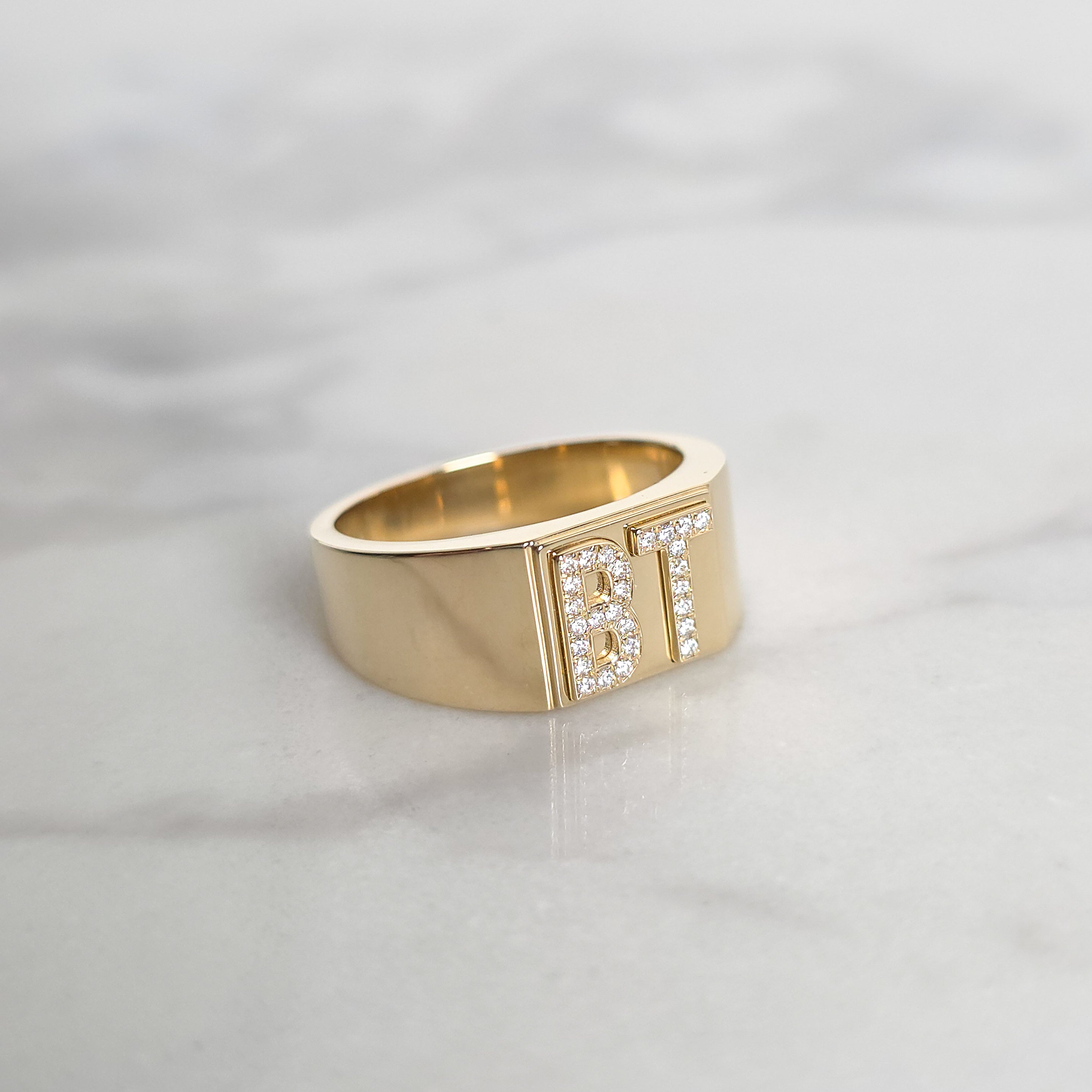 Custom │ Classic Diamond Initial Signet Ring