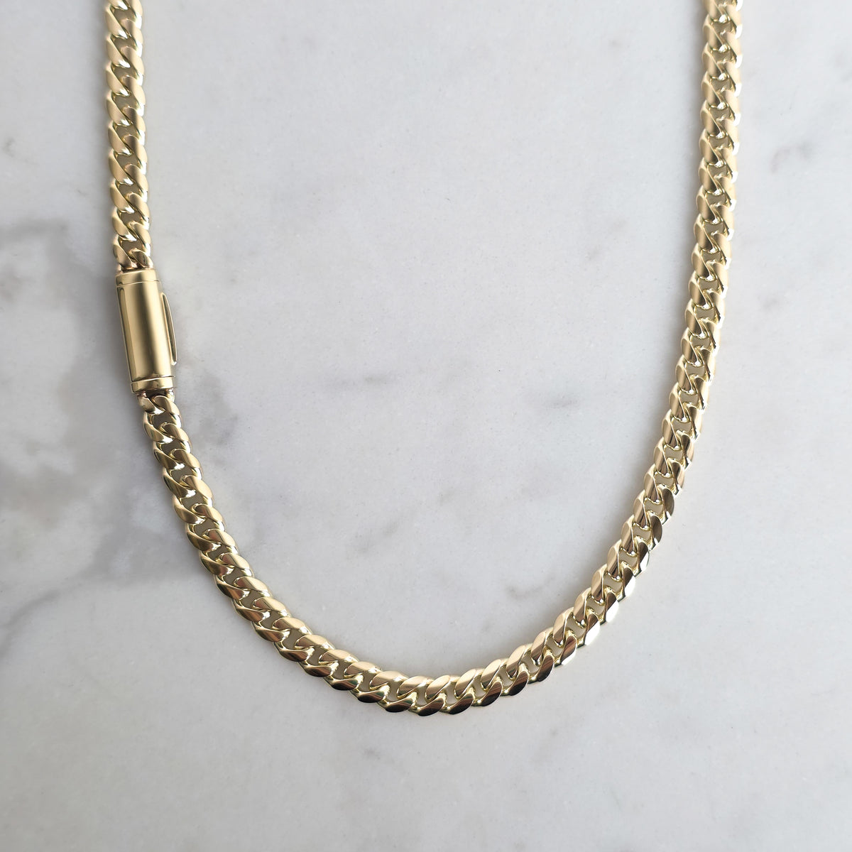 Yellow Gold Cuban Chain - 6mm with Folding Box Lock