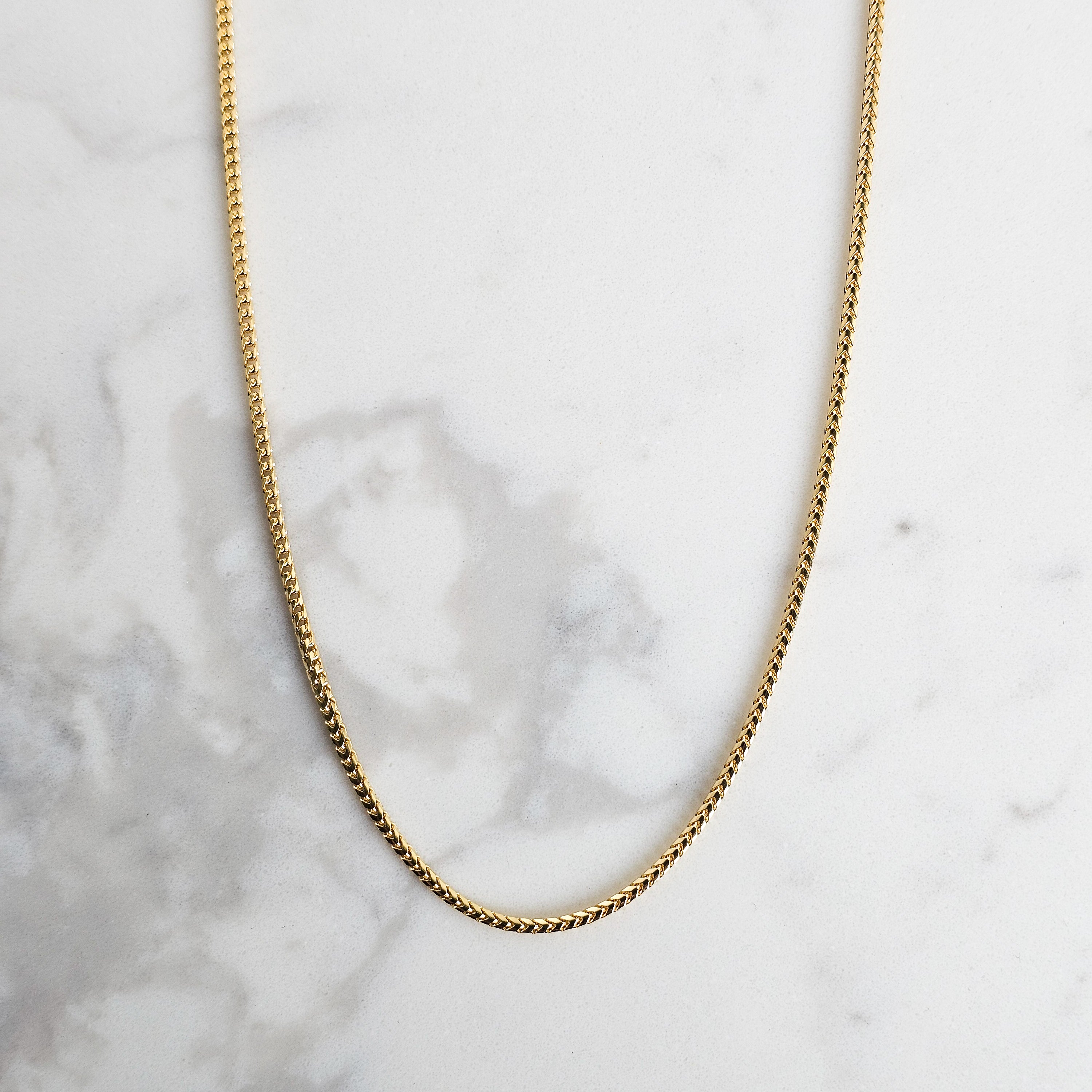 2mm franco link chain in yellow gold 