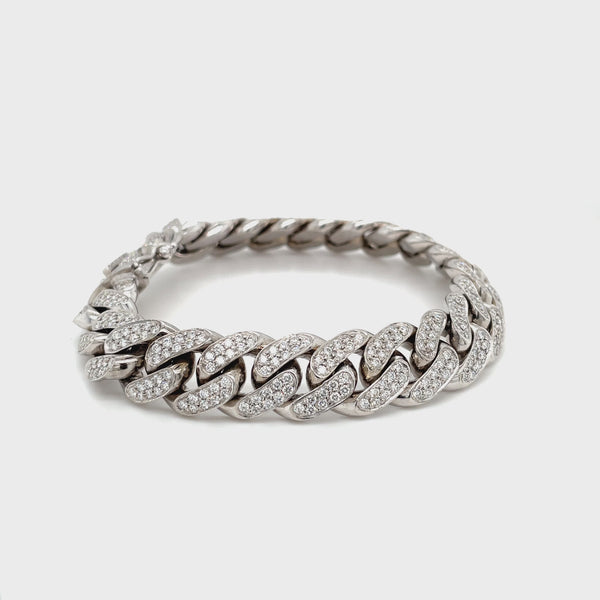 white gold mens cuban bracelet with diamonds iced out 