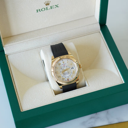 Rolex sky dweller yellow gold oyster flex band