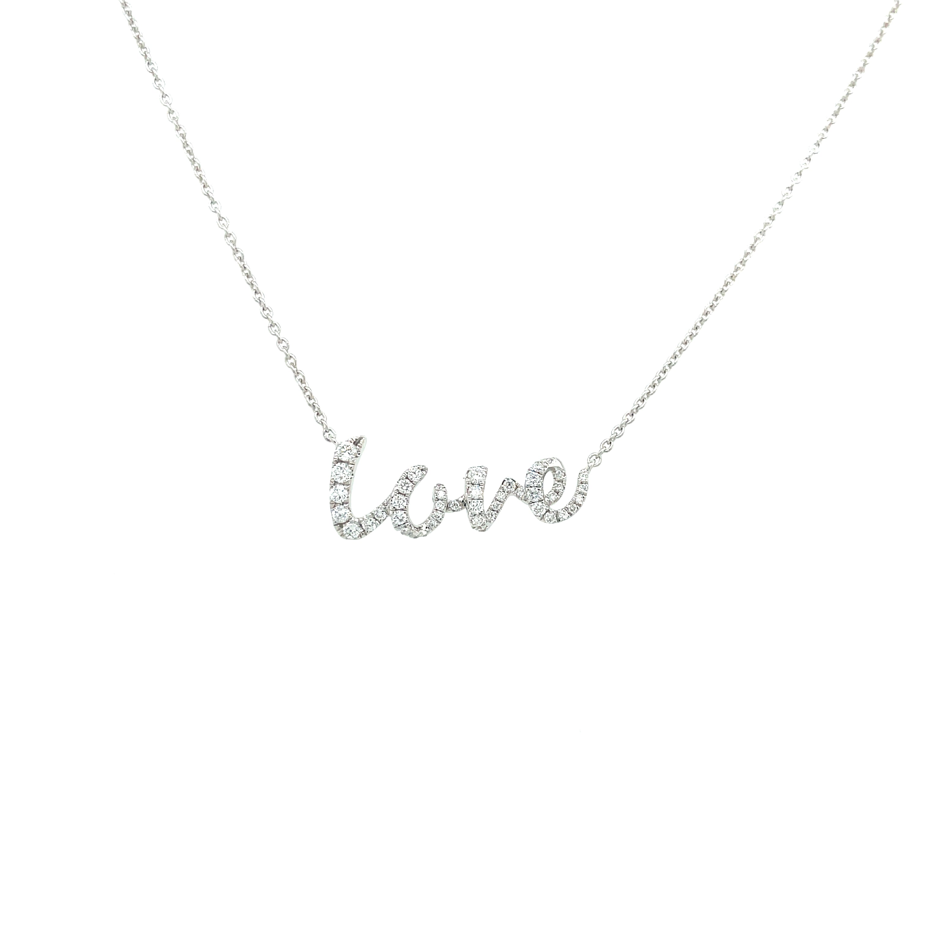 Love Script Necklace - White Gold