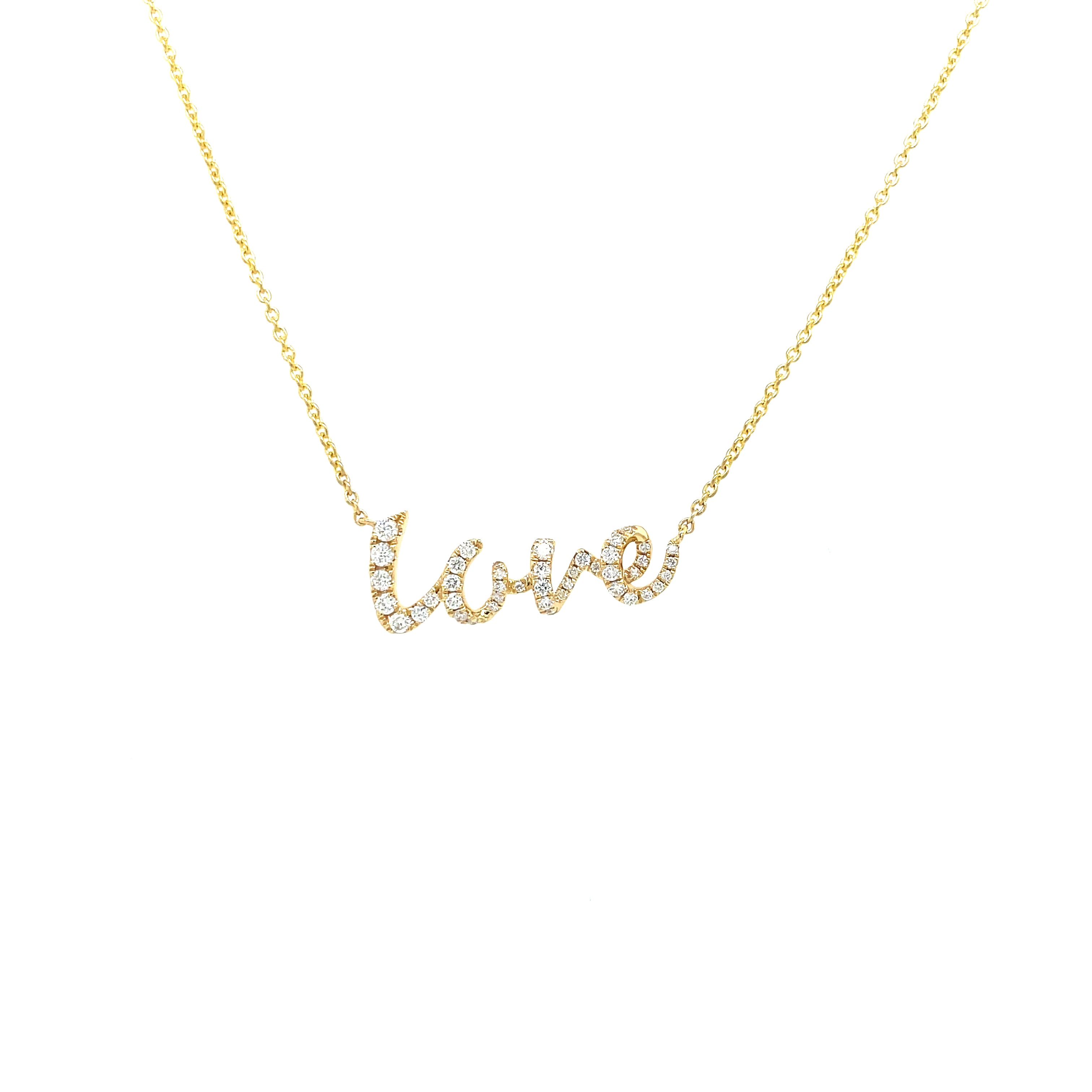 Love Script Necklace - Yellow Gold