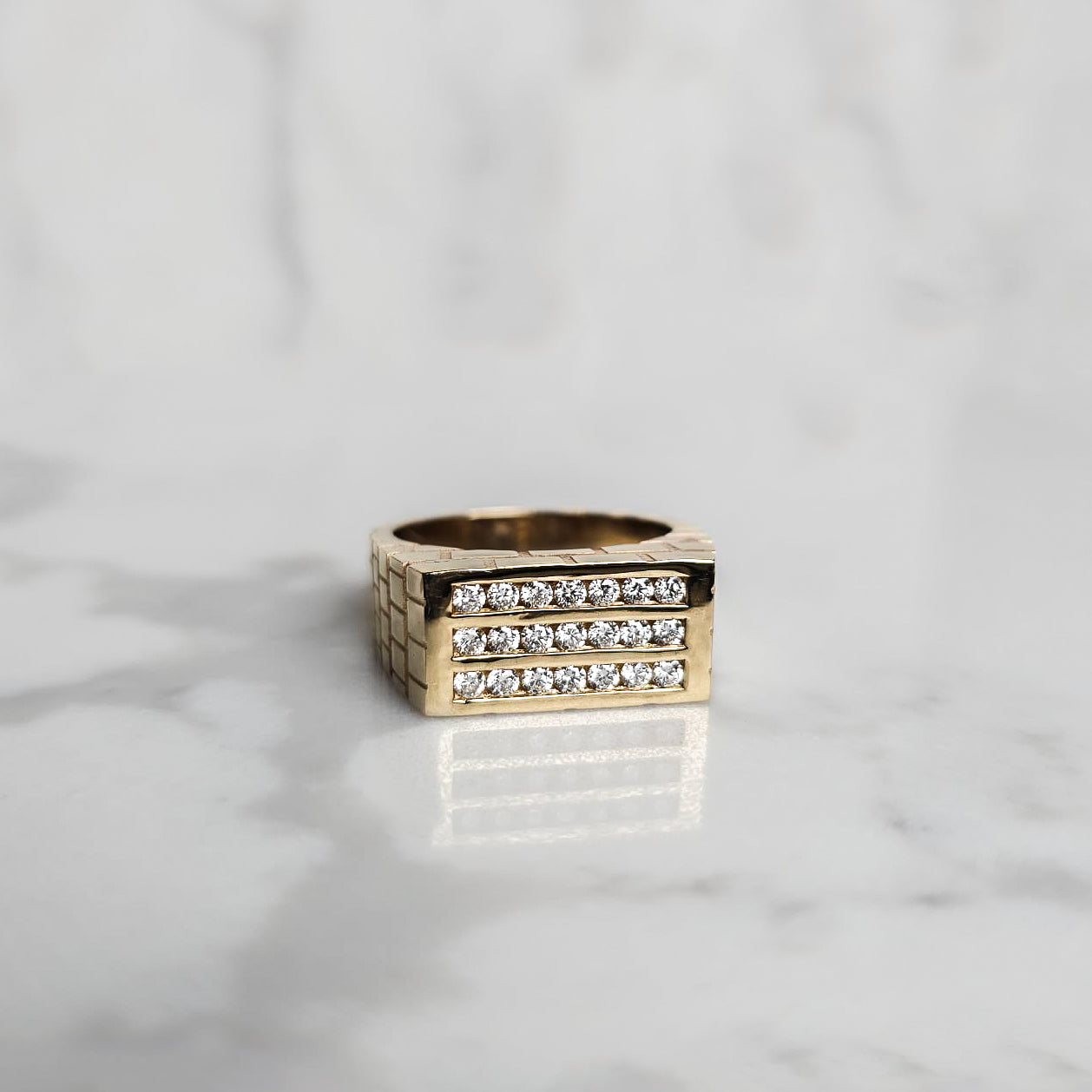 Gold Brick Signet Ring