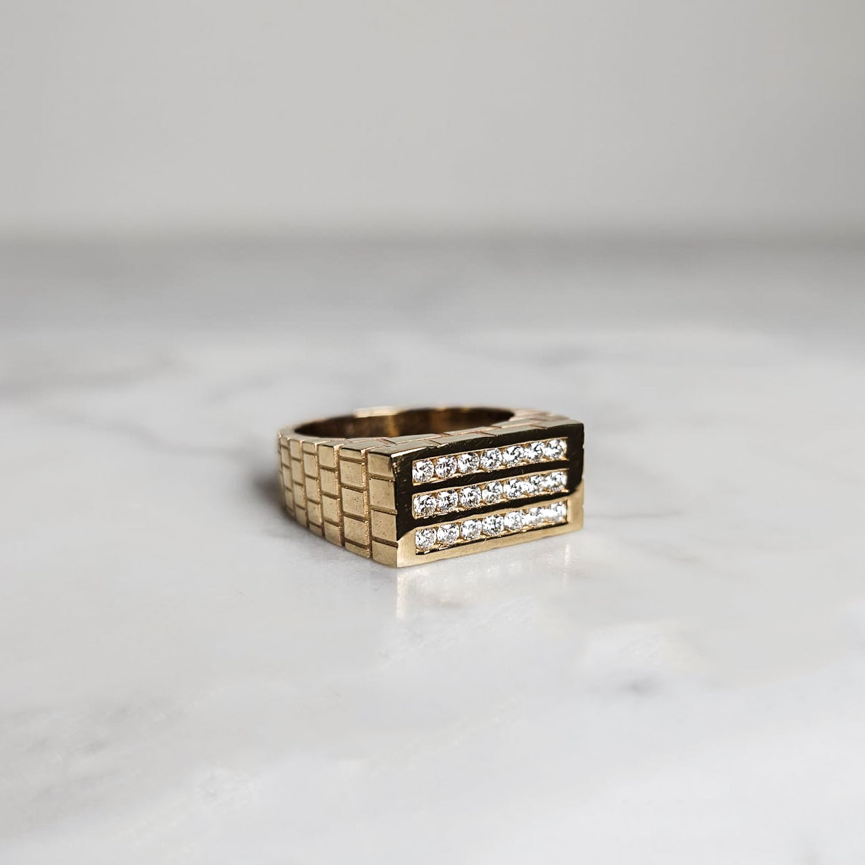 Gold Brick Signet Ring