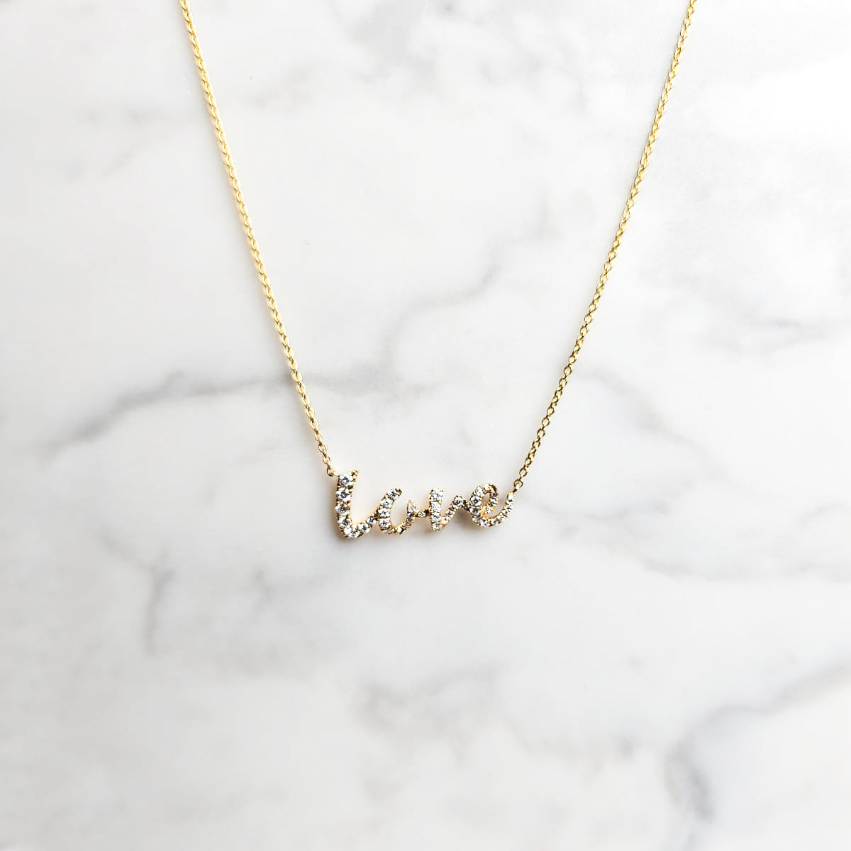 Love Script Necklace - Yellow Gold