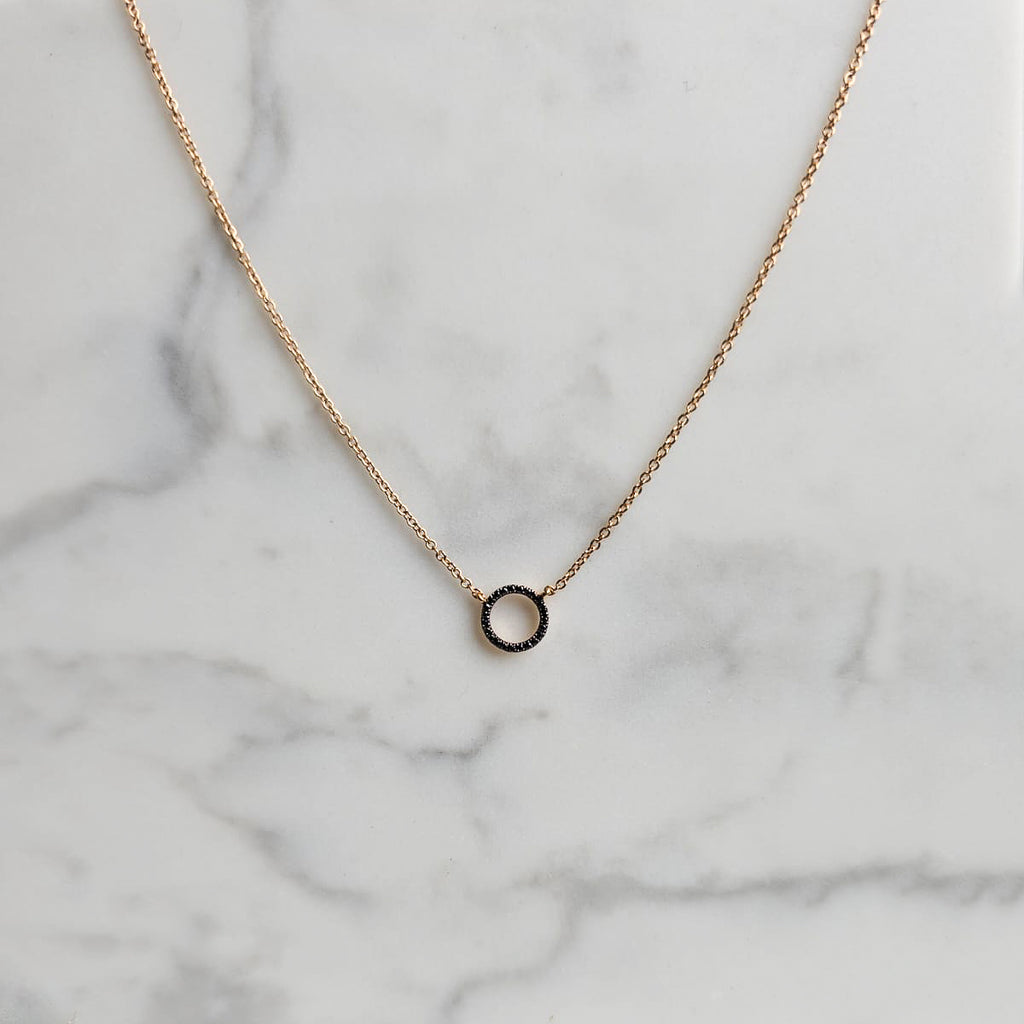 Black Diamond Circle Necklace