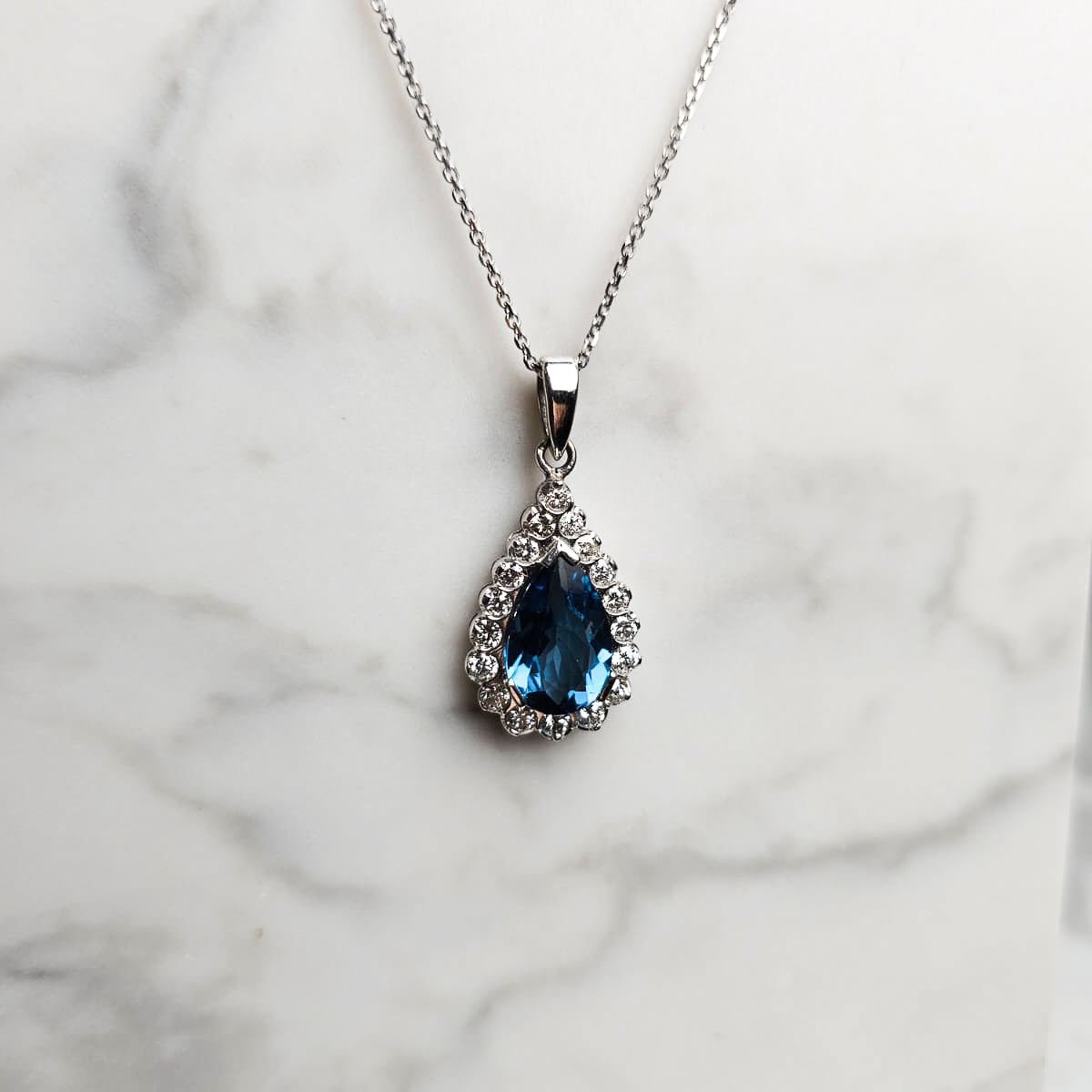 London Blue Topaz & Diamond Pendant