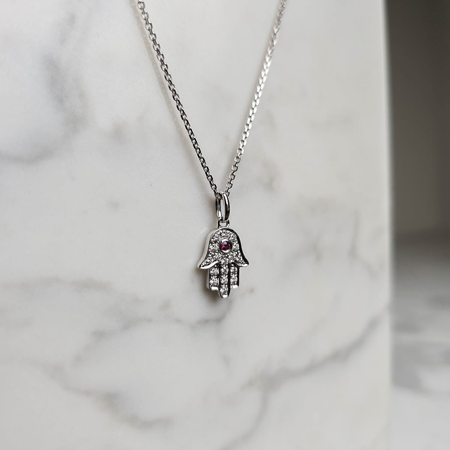 Hamsa Diamond & Ruby Pendant