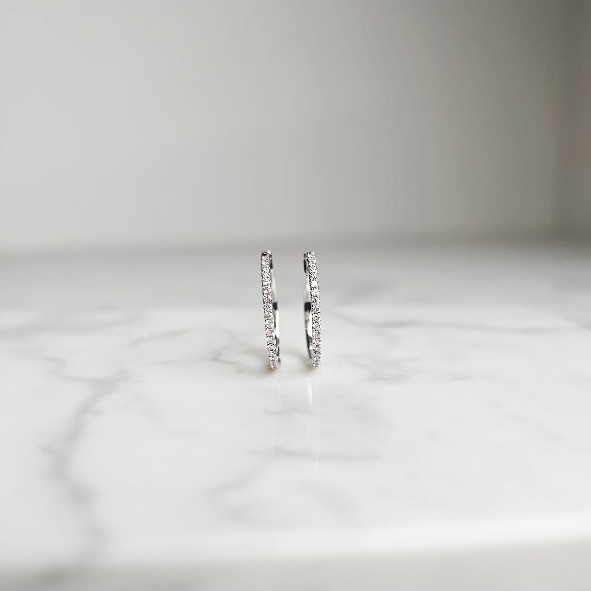 White Gold & Diamond Small Hoop Earrings