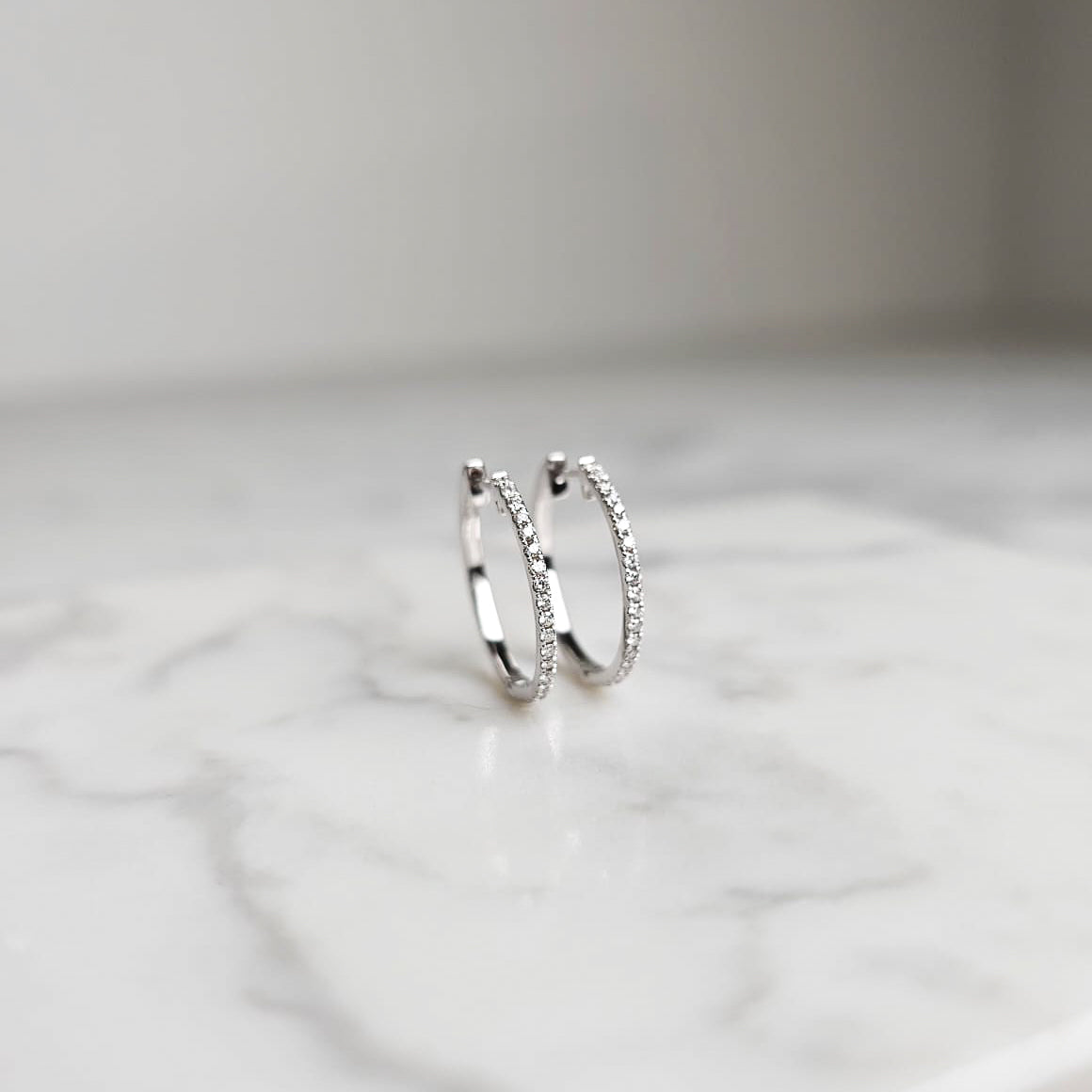 White Gold & Diamond Small Hoop Earrings