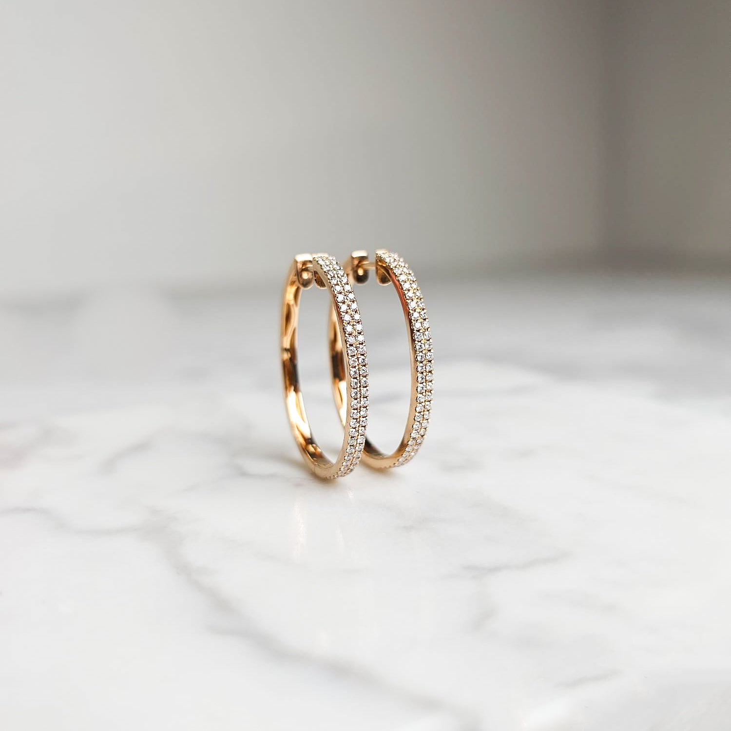 Rose Gold Diamond Hoops