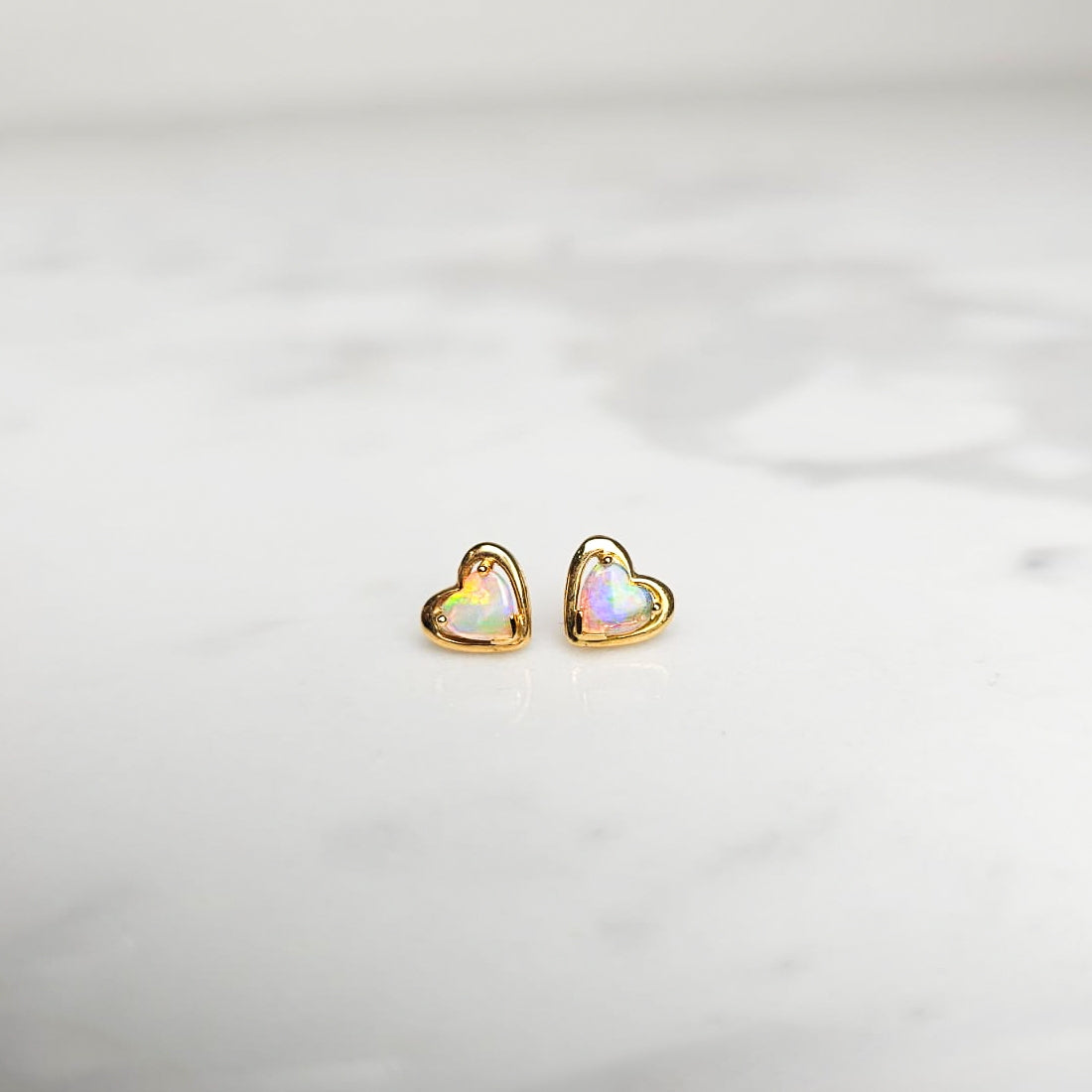 Heart Shaped Opal Studs