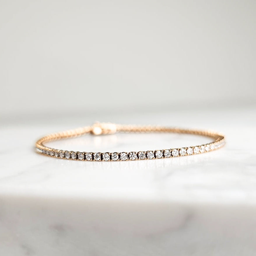 Rose Gold & Diamond Tennis Bracelet - 1.85ct