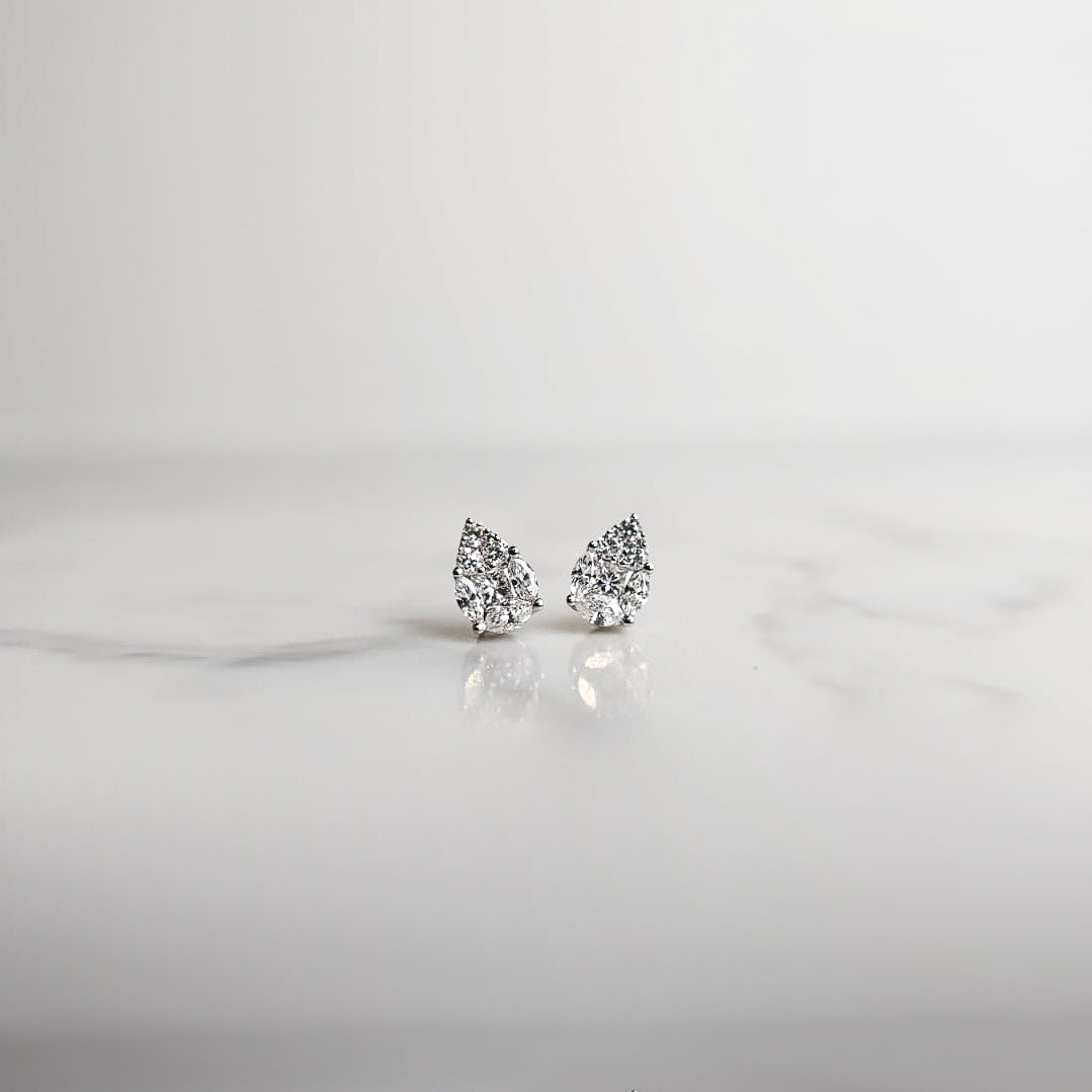 Pear Shape Illusion Diamond Studs