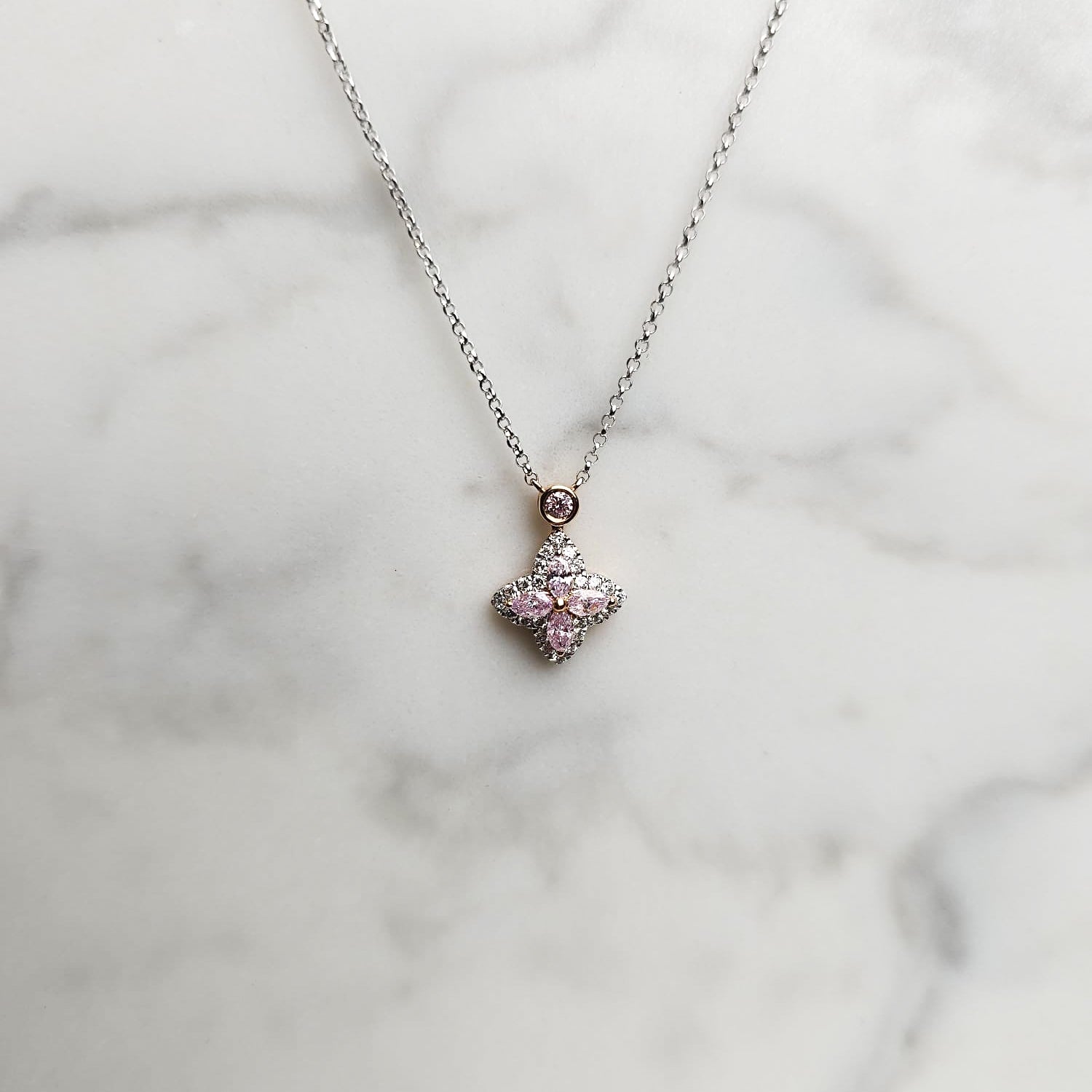 Pink Diamond Flower Necklace