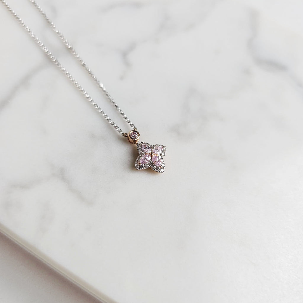 Pink Diamond Flower Necklace