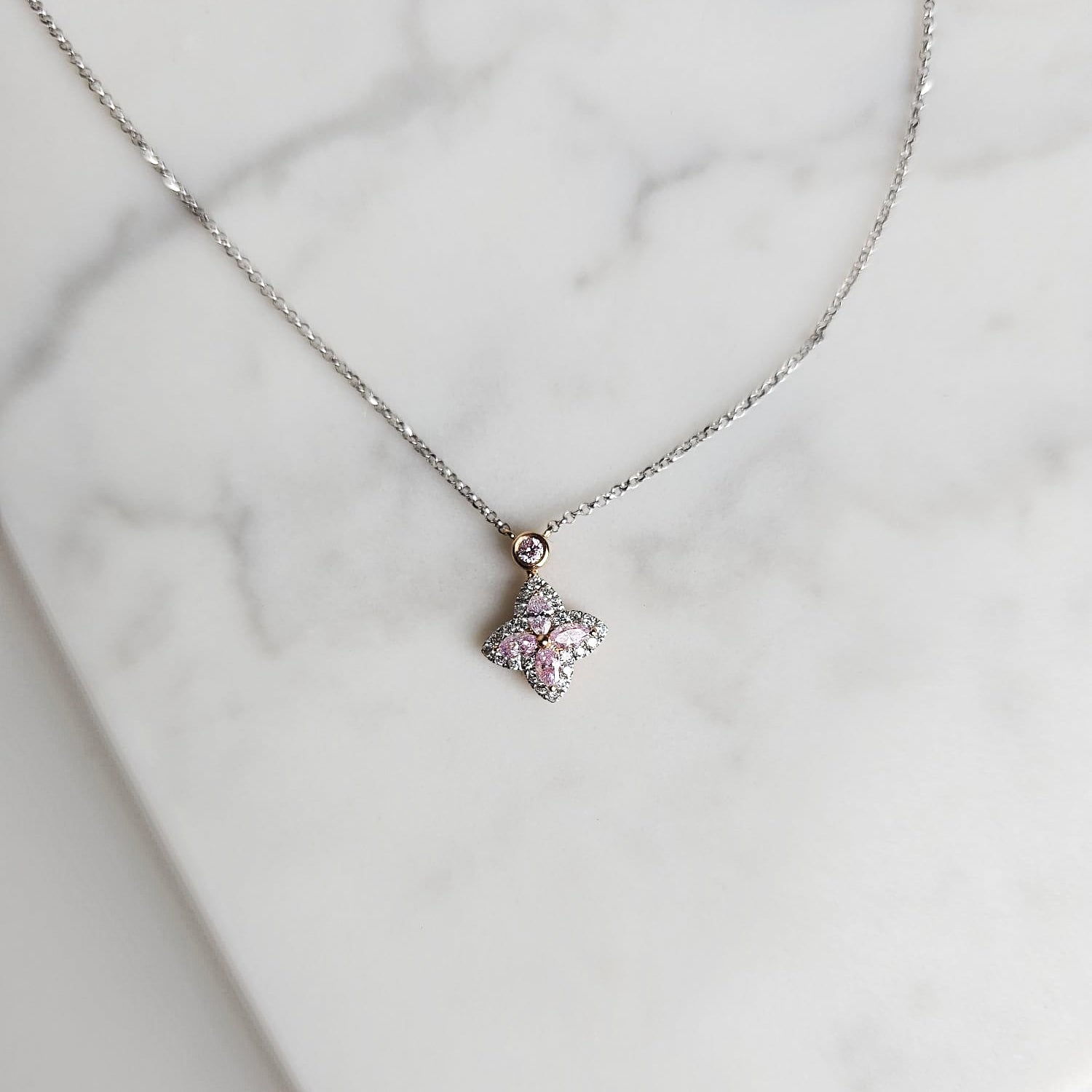 Pink Diamond Flower Necklace