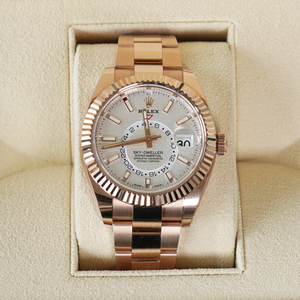 Rolex sky-dweller oyster perpetual watch in rose gold for sale