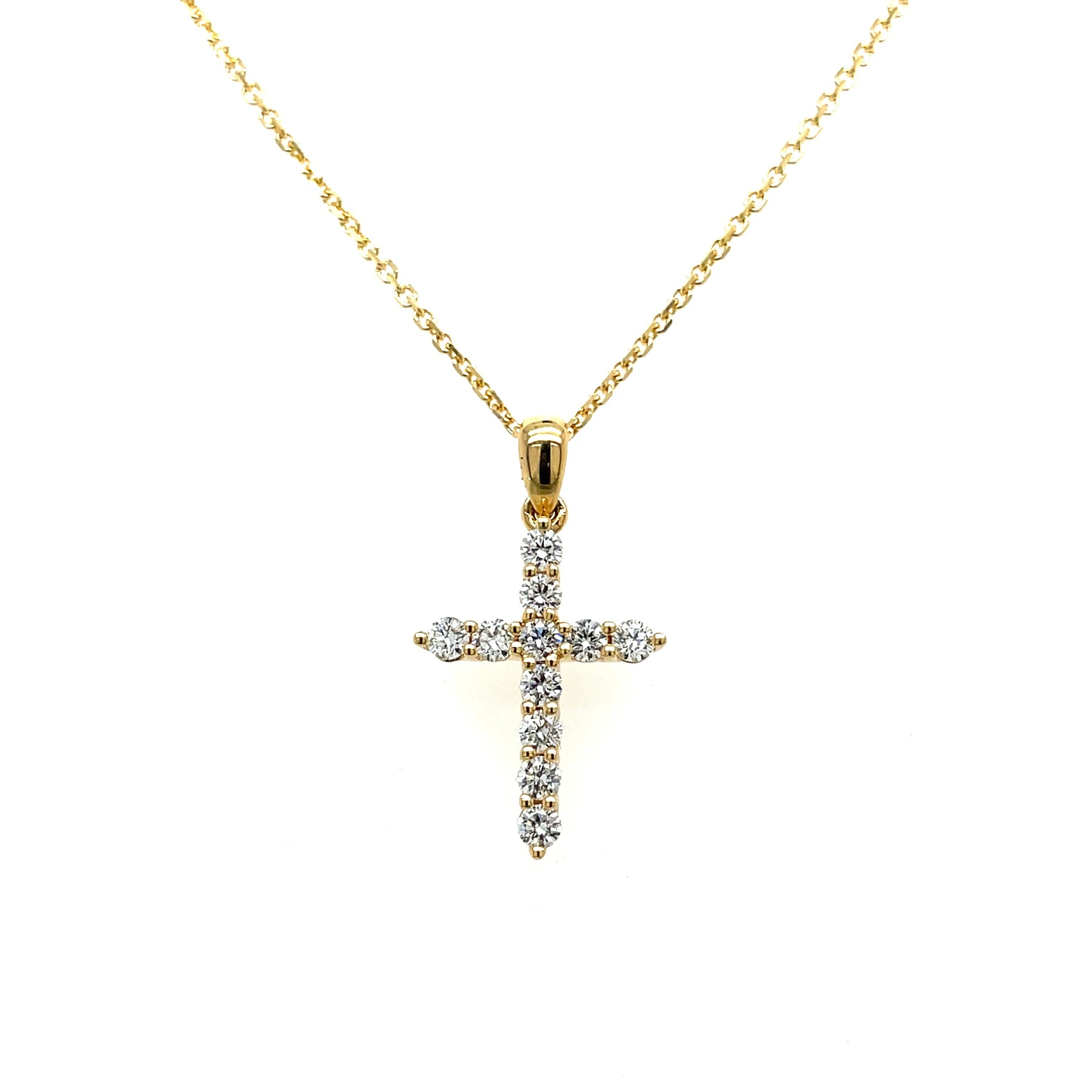 Diamond Cross Pendant -Yellow Gold